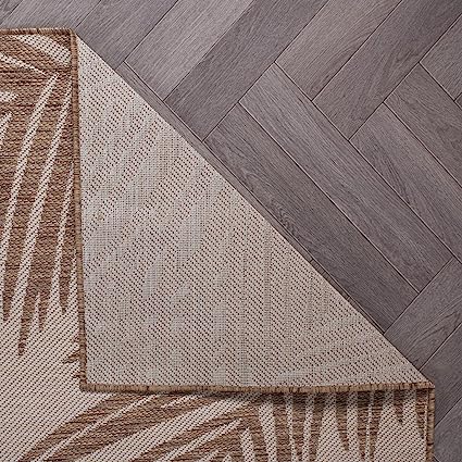 Contemporary Distressed Leaves Textured Flat Weave Easy Cleaning Outdoor Rugs