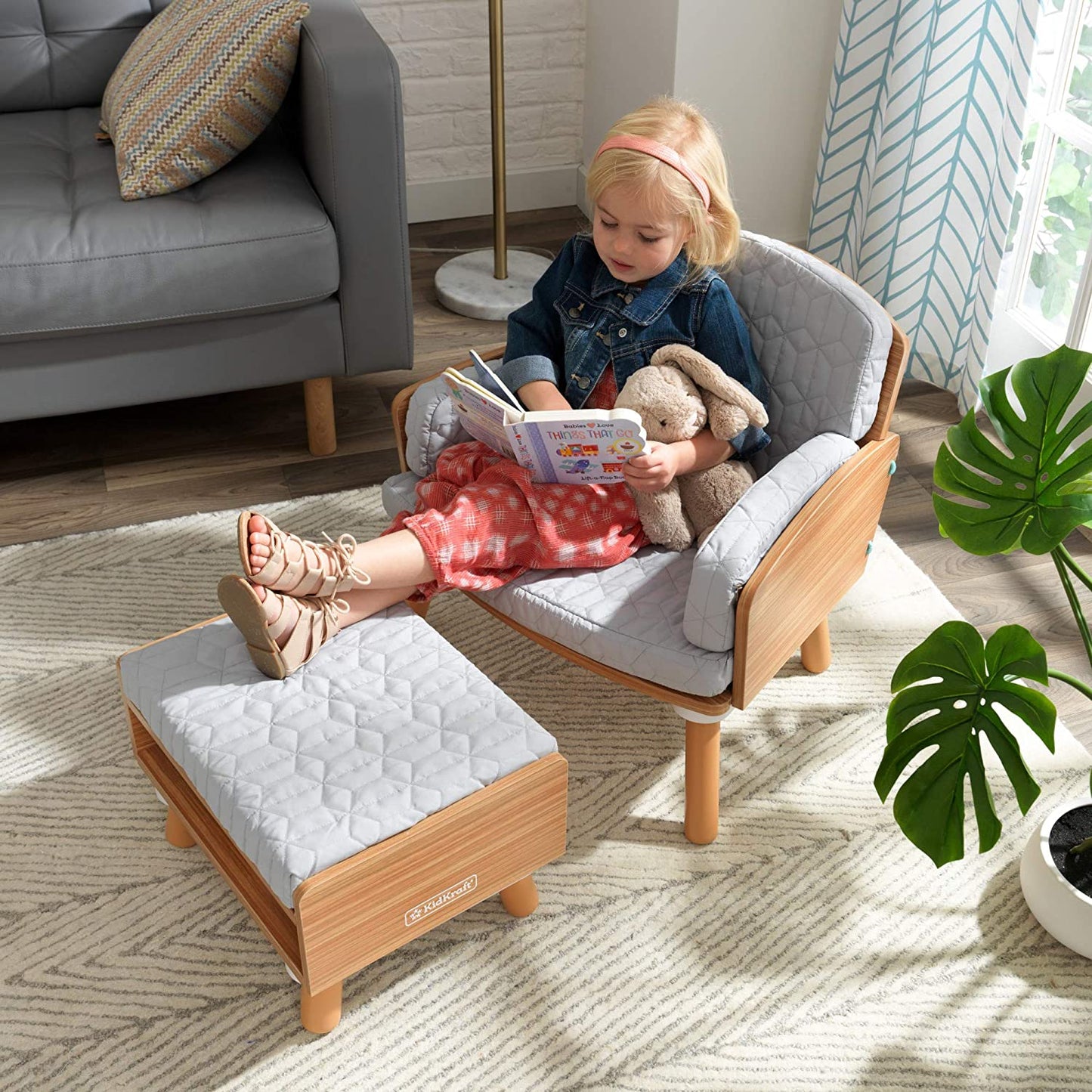 Mid-Century Kids Reading Chair & Ottoman