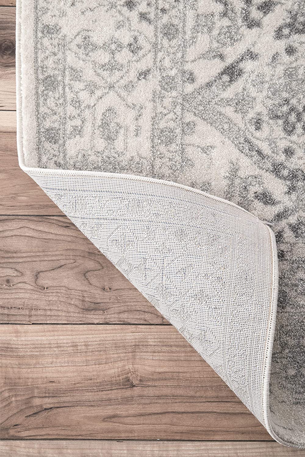 Faded Vintage Floral Damask Distressed Ivory Soft Area Rug