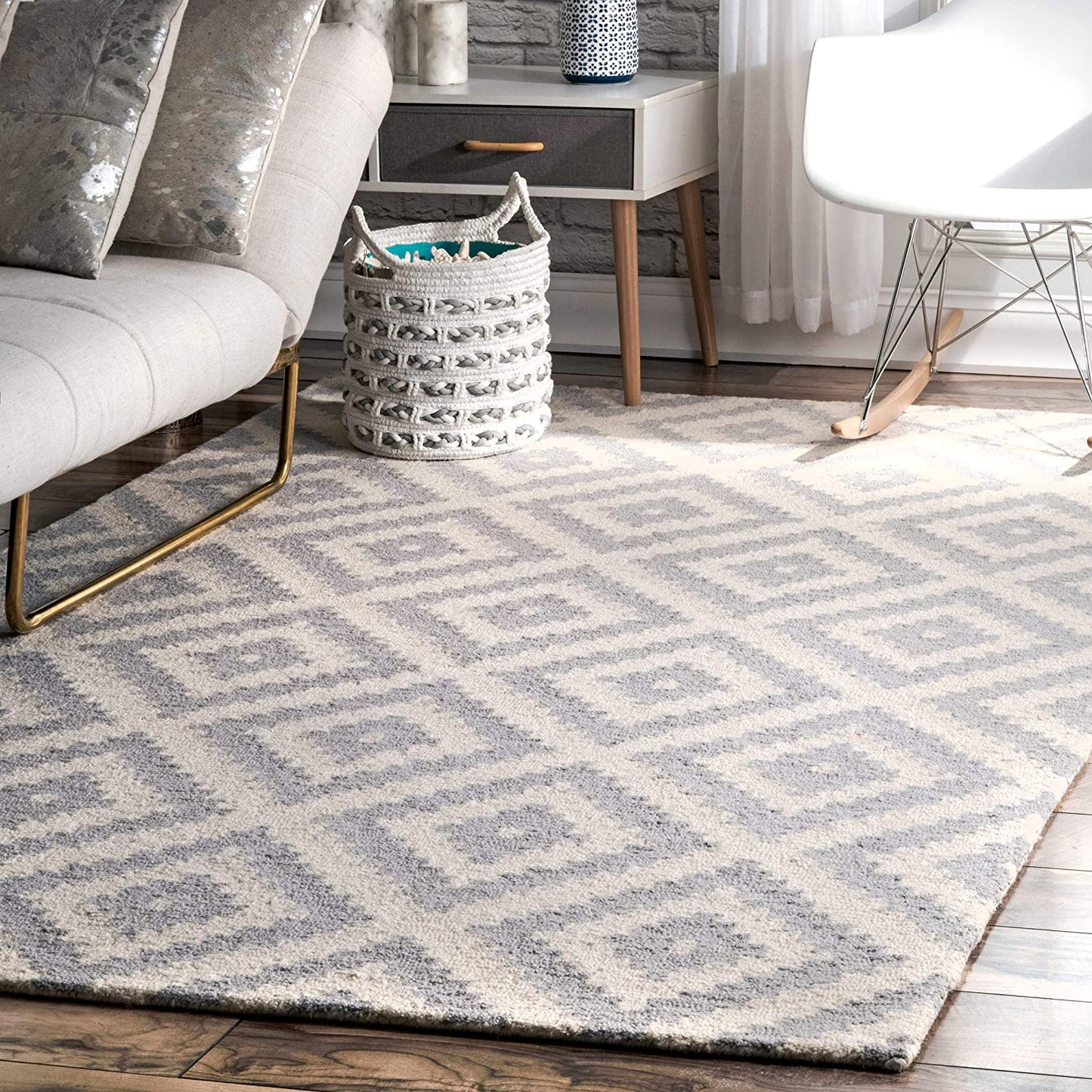 Kellee Light Grey Contemporary Wool Area Rug