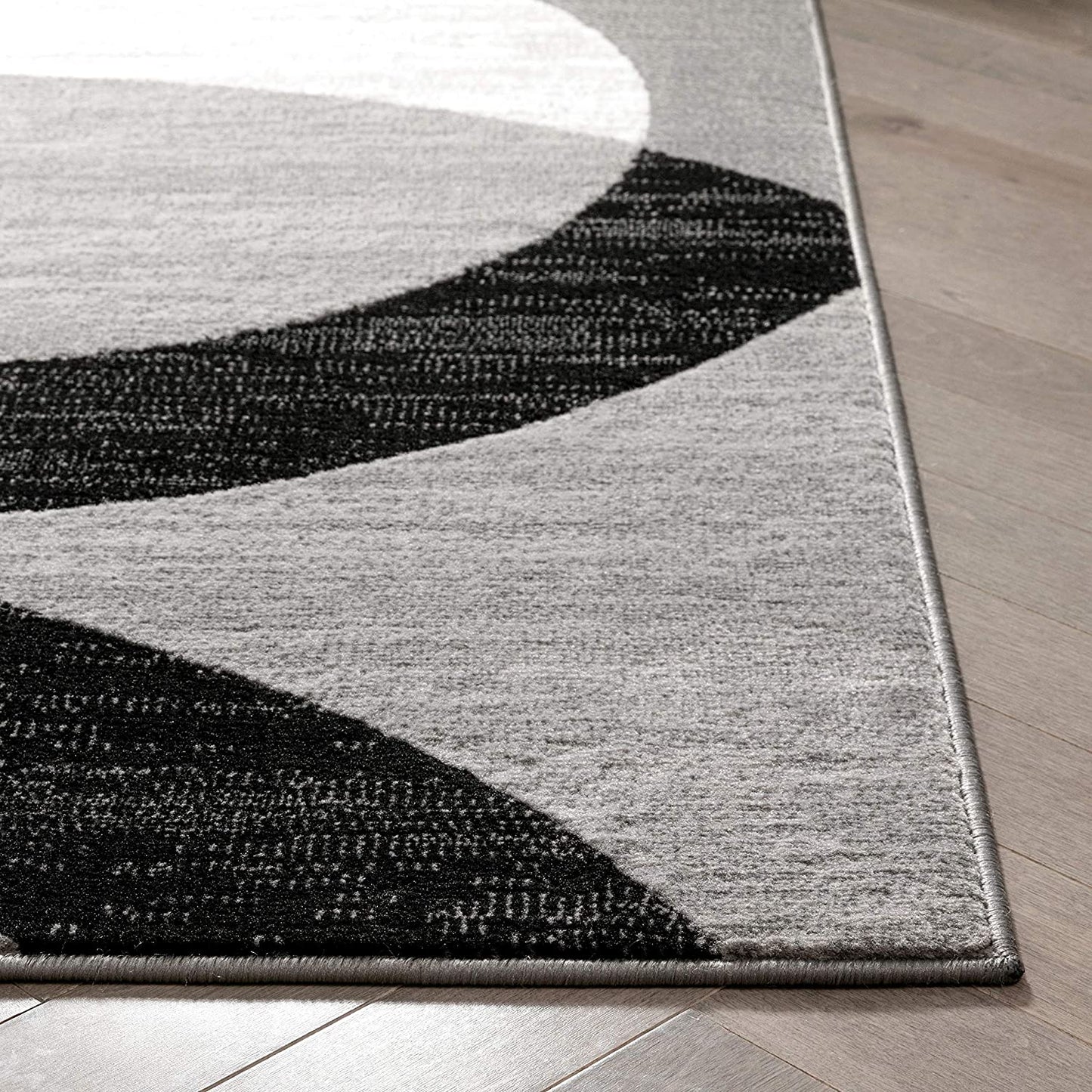 Grey Geometric Modern Casual Abstract Boxes Lines Circles Soft Area Rug