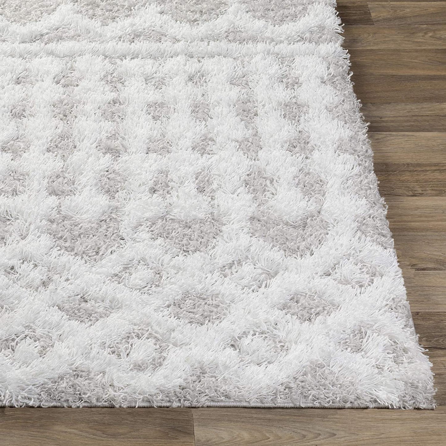 Hapsburg Beige Soft Shag Area Rug, Light Gray