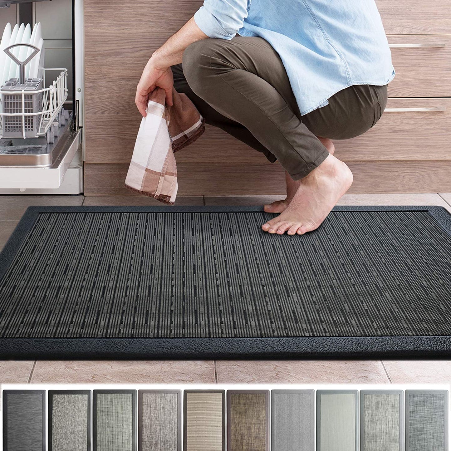 Ergonomic Anti Fatigue Workstation Memory Foam Mat in Stone 39"×20"×0.50" (L×W×H)