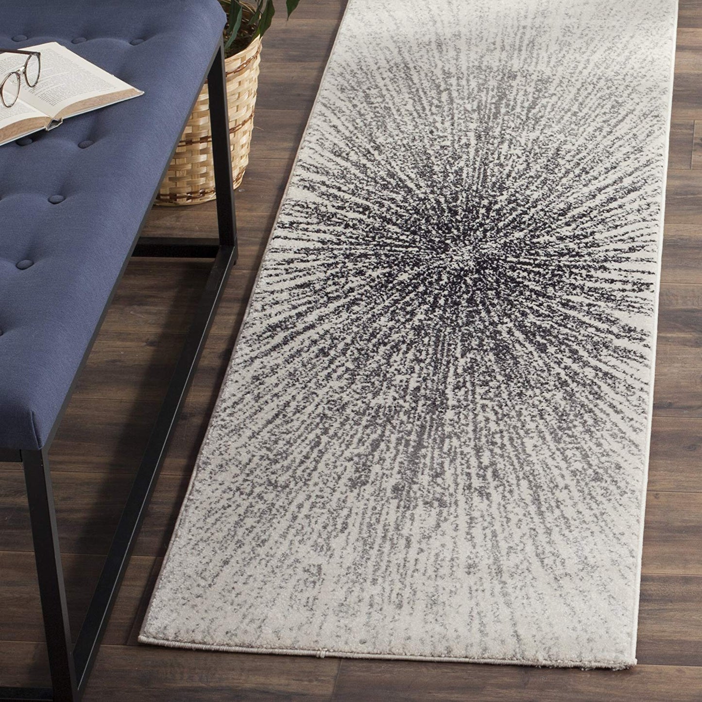 Contemporary Burst Pattern Black Ivory Soft Area rugs