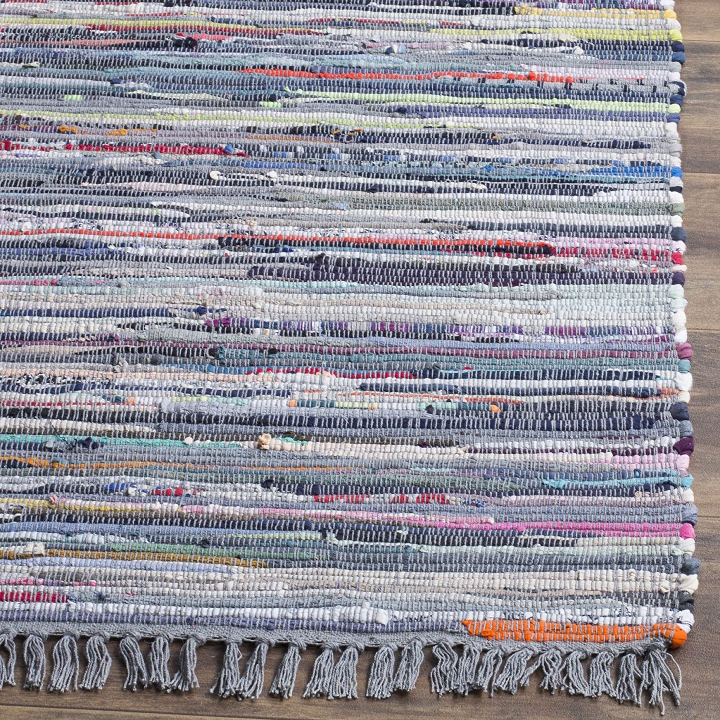 Hand Woven Aqua and Multi Cotton Area Rug