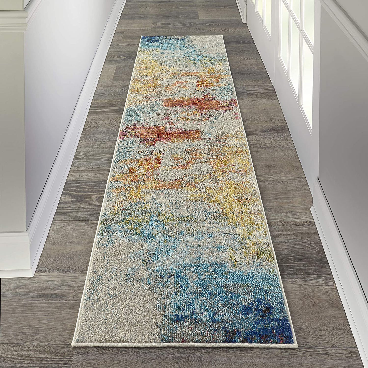 Modern Abstract Area Rug, Sealife Multicolor Grey