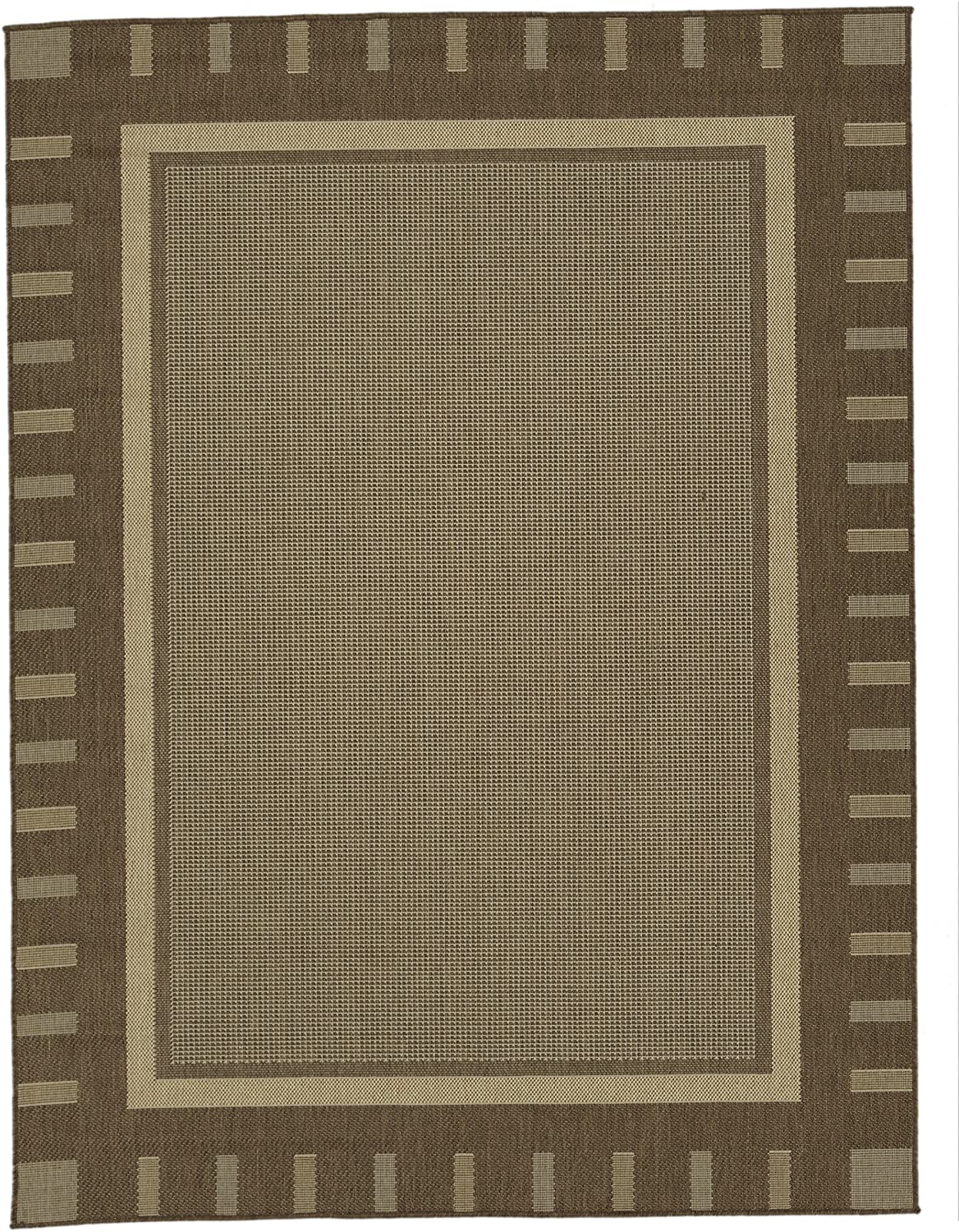 Jardin Indoor/Outdoor Bordered Runner Rug, Brown