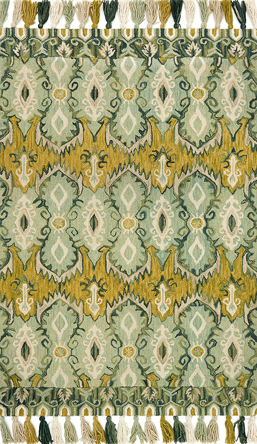 Farrah Collection Transitional Soft Area Rug Aqua/Lime