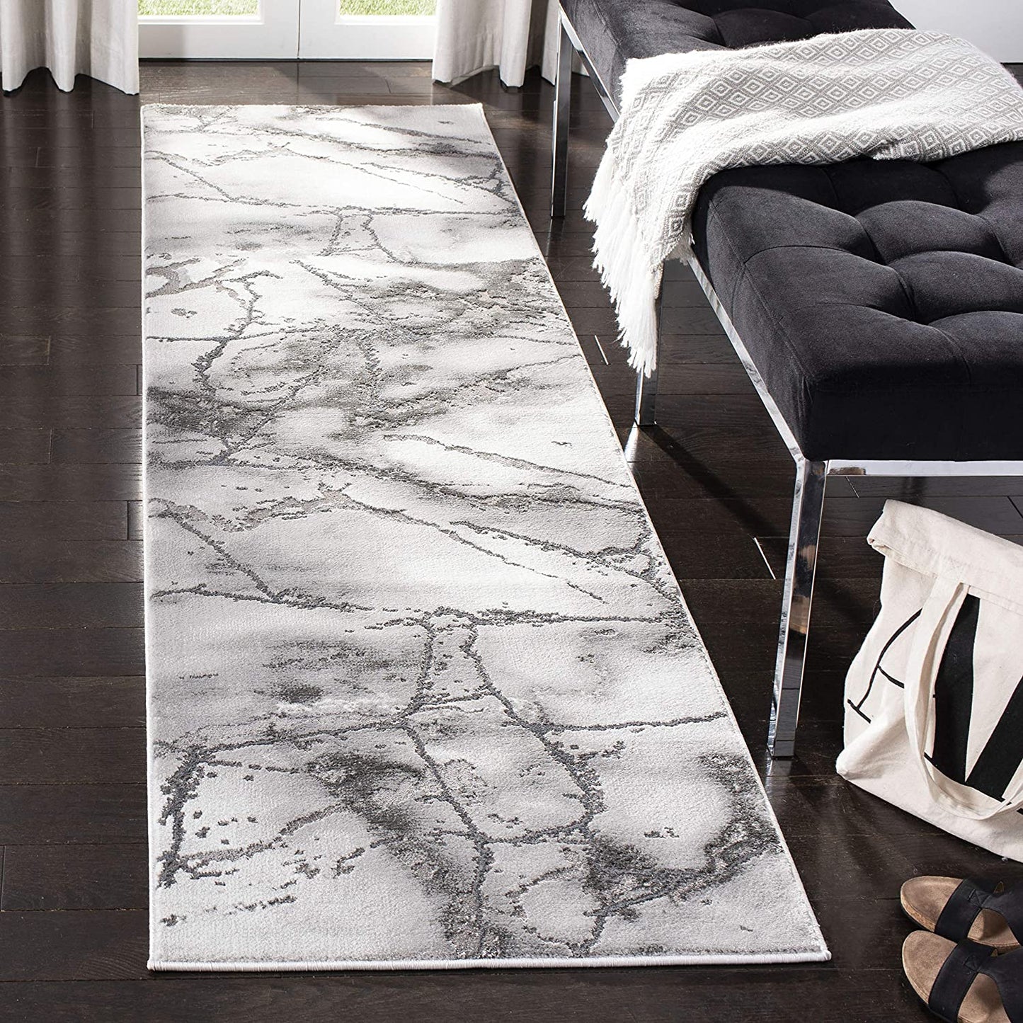 Modern Abstract Grey/Silver Soft Area Rug