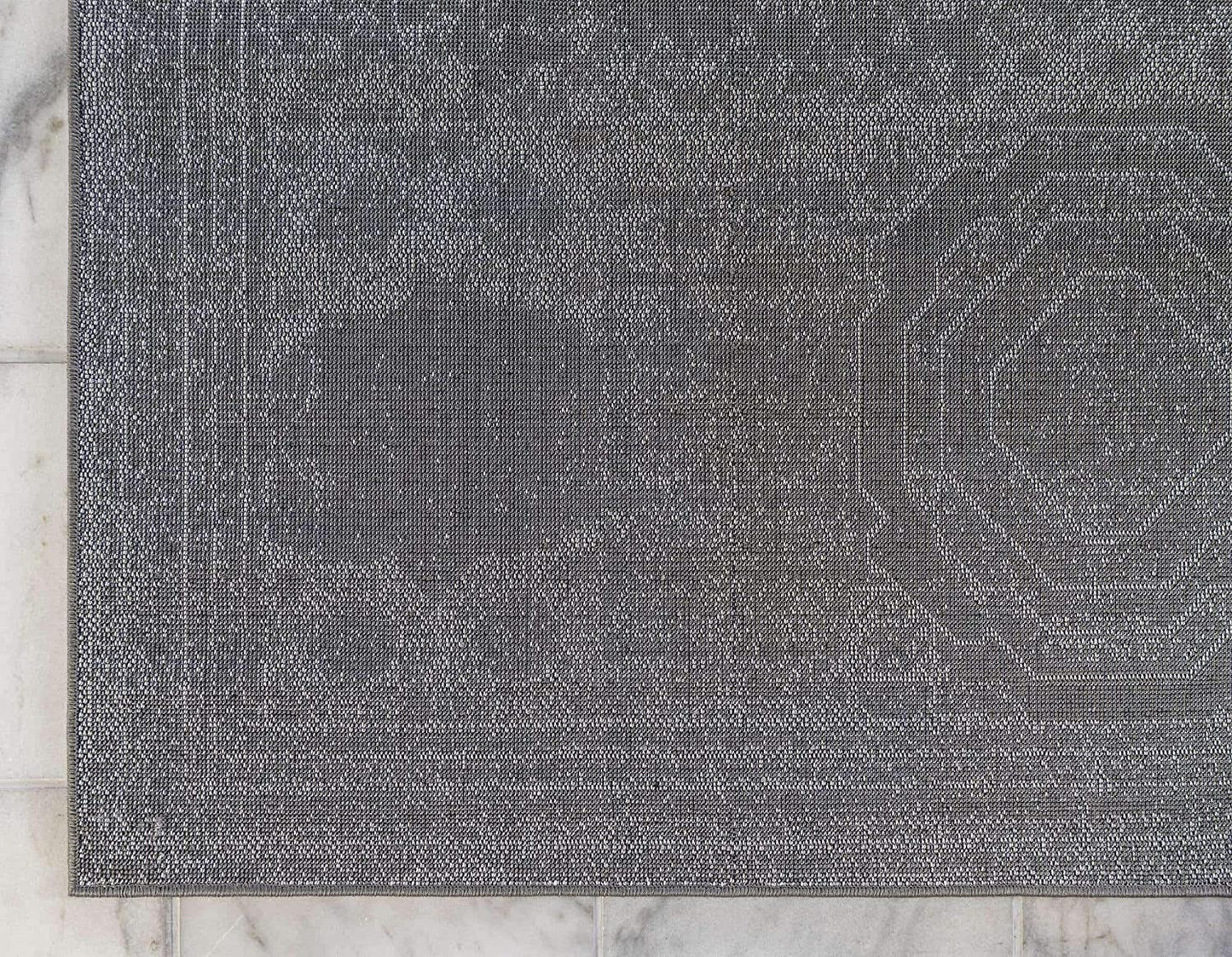 Bromley Collection Vintage Traditional Medallion Border Dark Gray Area Rug