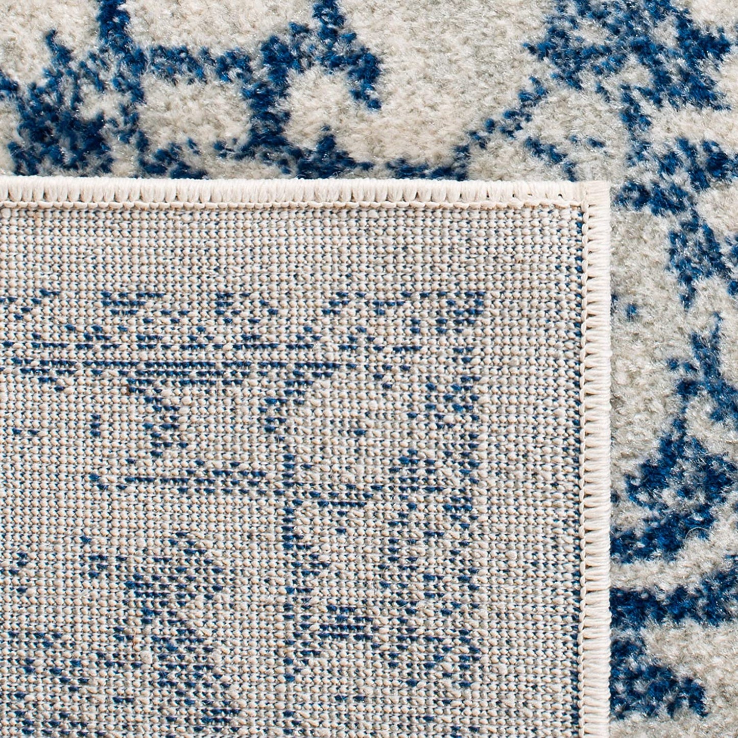 Vintage Oriental Silver and Ivory Area Rug