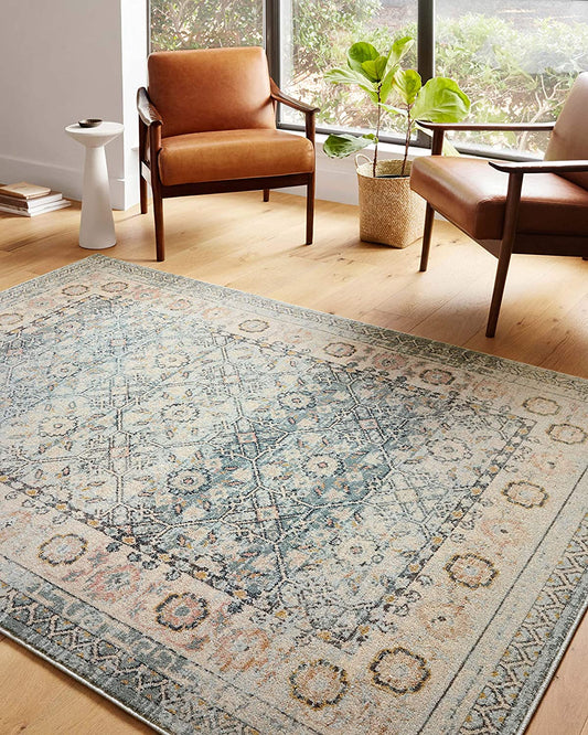 Jocelyn Collection Sky / Multi, Transitional Soft Area Rug