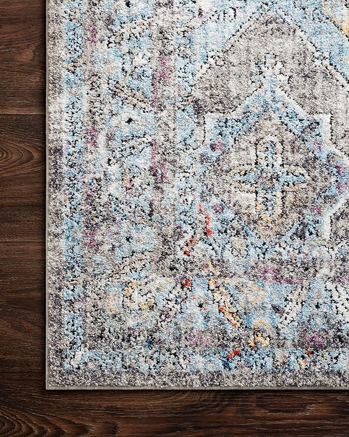 Dante Collection Soft Area Rug Granite/Light Blue
