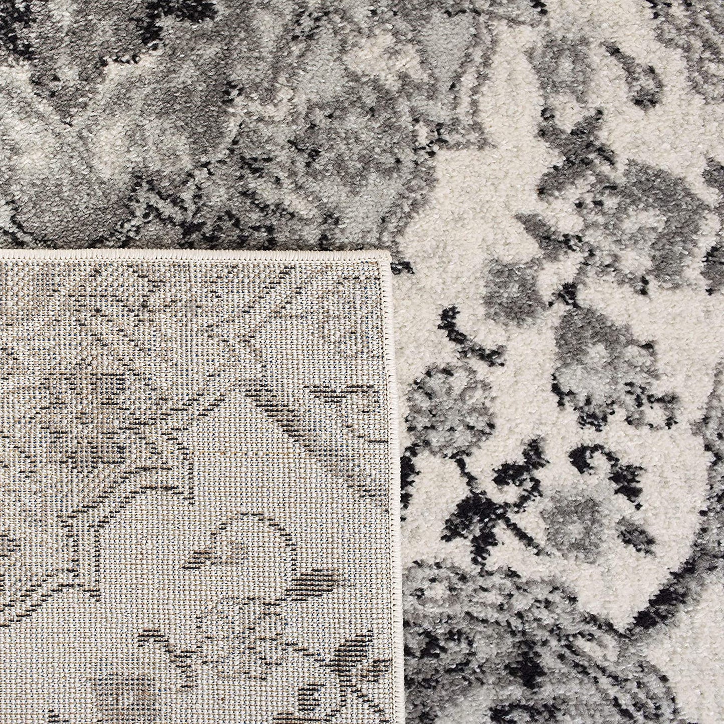 Floral Cream/ Silver Soft Area Rugs