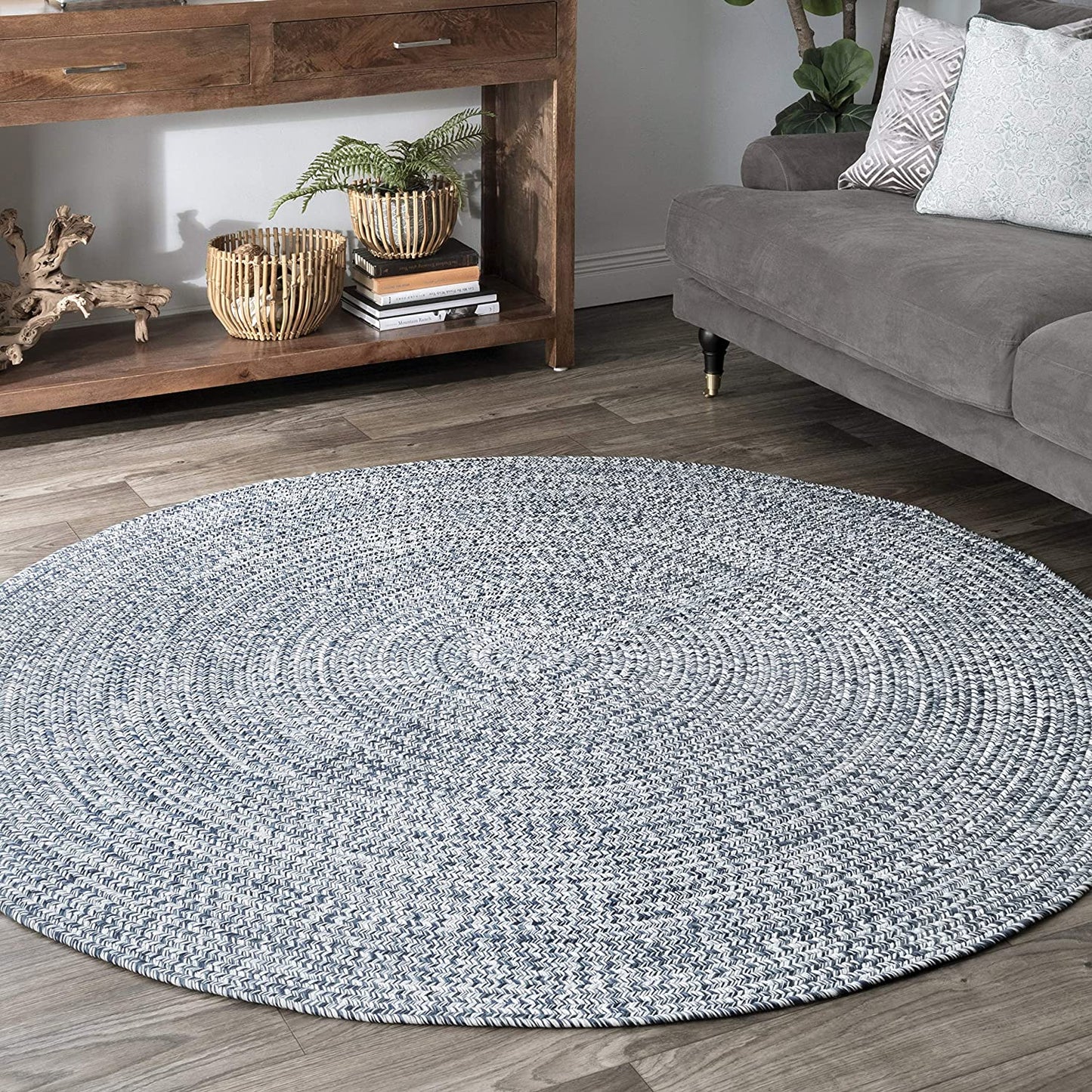 Braided Light Blue Indoor/Outdoor Soft Area Rug