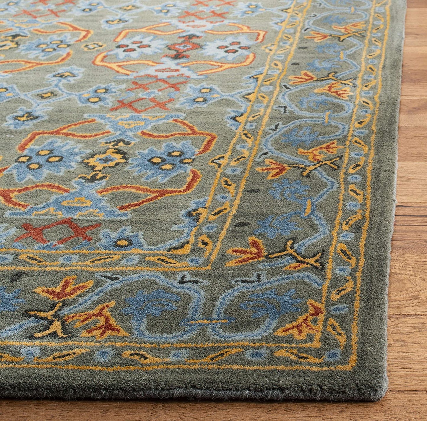 Heritage Collection Handmade Traditional Oriental Premium Wool Area Rug Sage / Blue