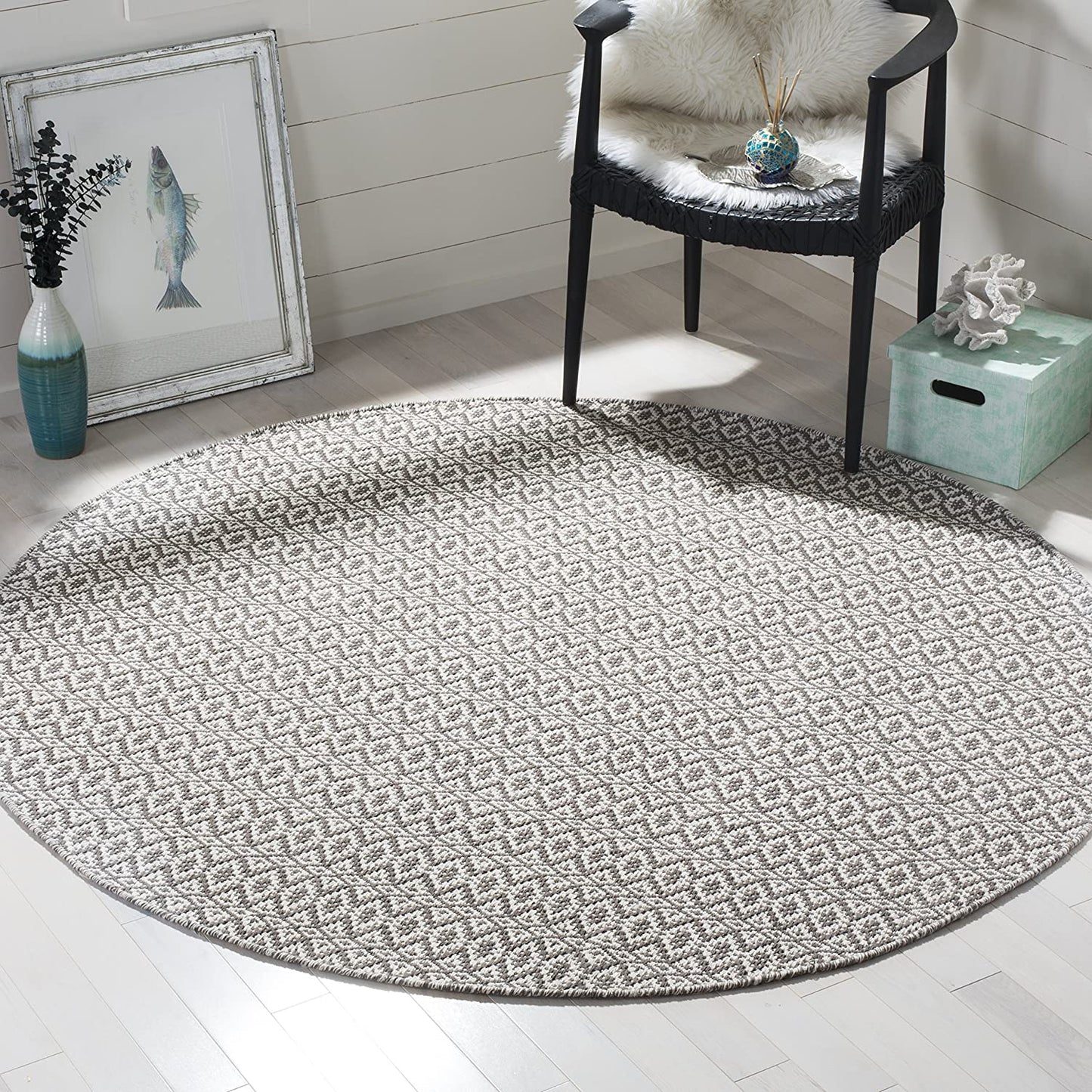 Handmade Cotton Soft Rug, Ivory / Grey