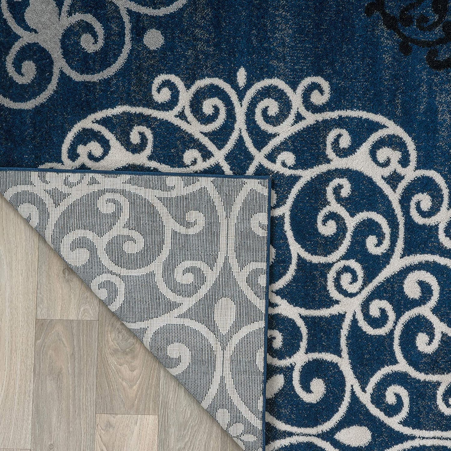 Contemporary Modern Floral Area Rug Black