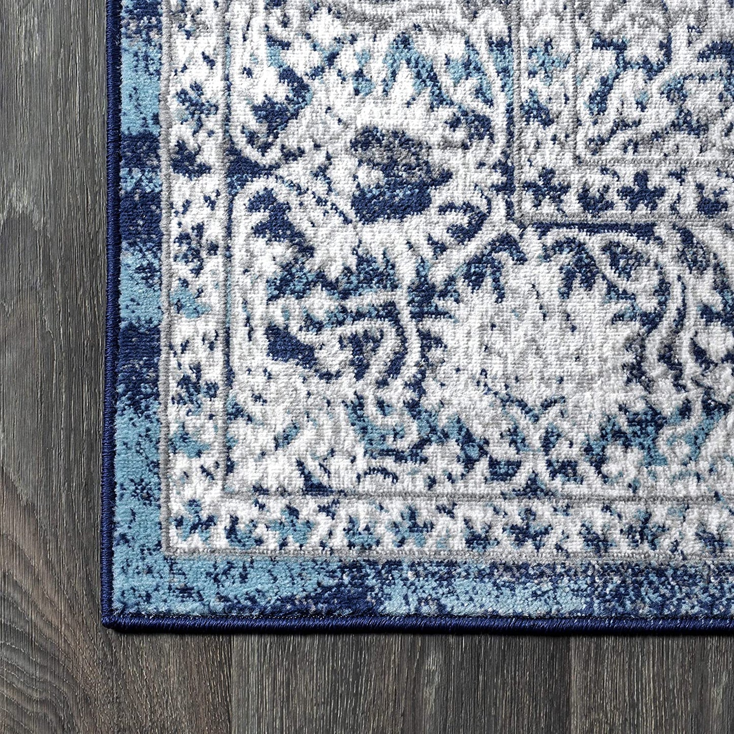 Modern Persian Vintage Medallion Area Rugs Navy/Light Grey