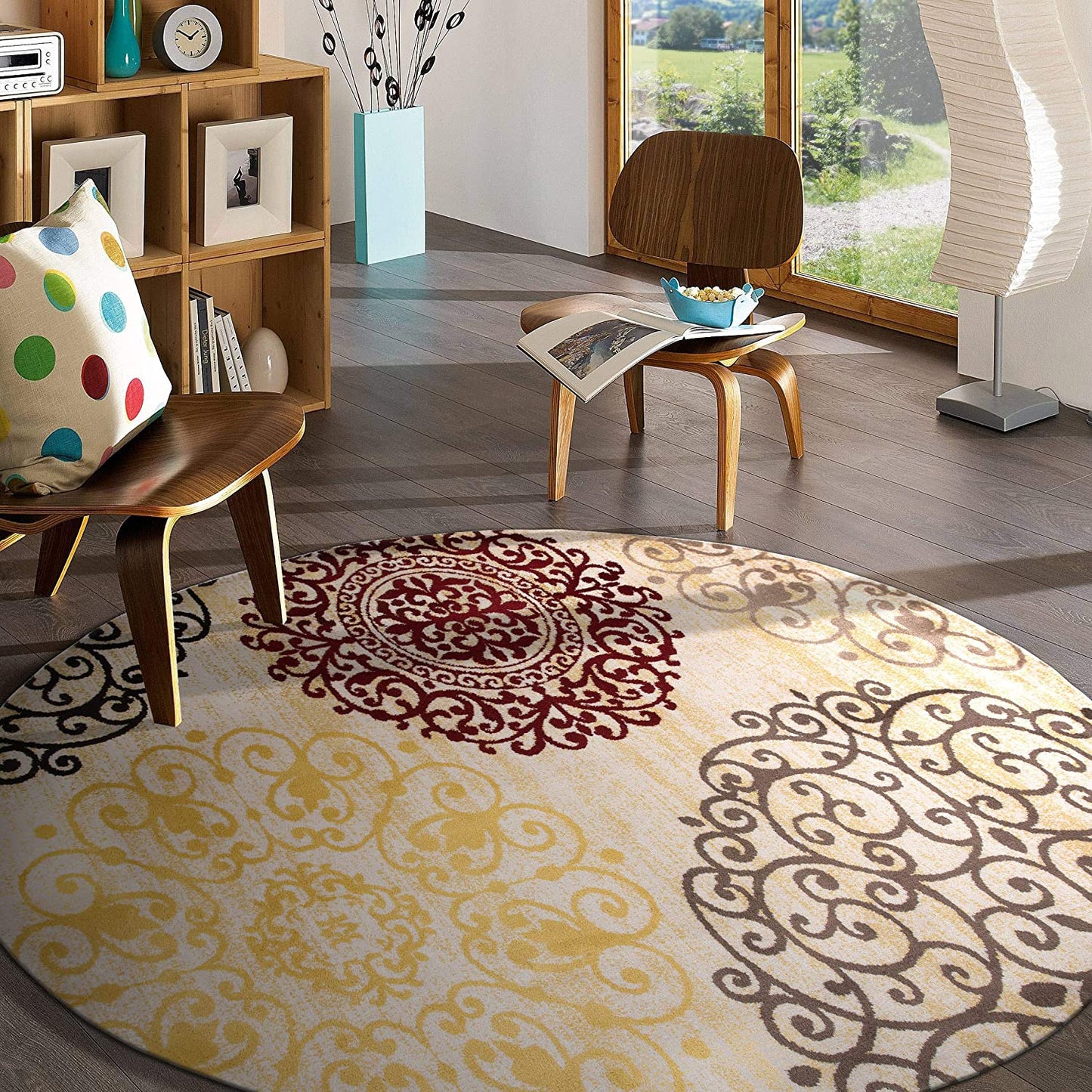 Contemporary Modern Floral Area Rug Black