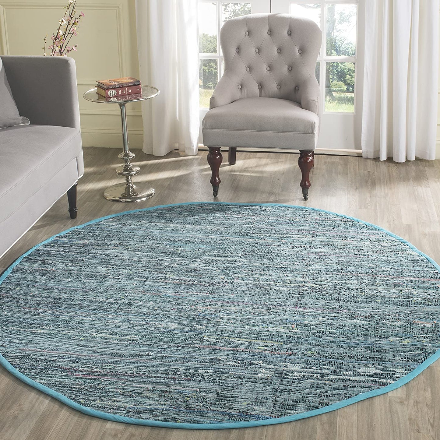 Hand Woven Blue and Multi Cotton Area Rug
