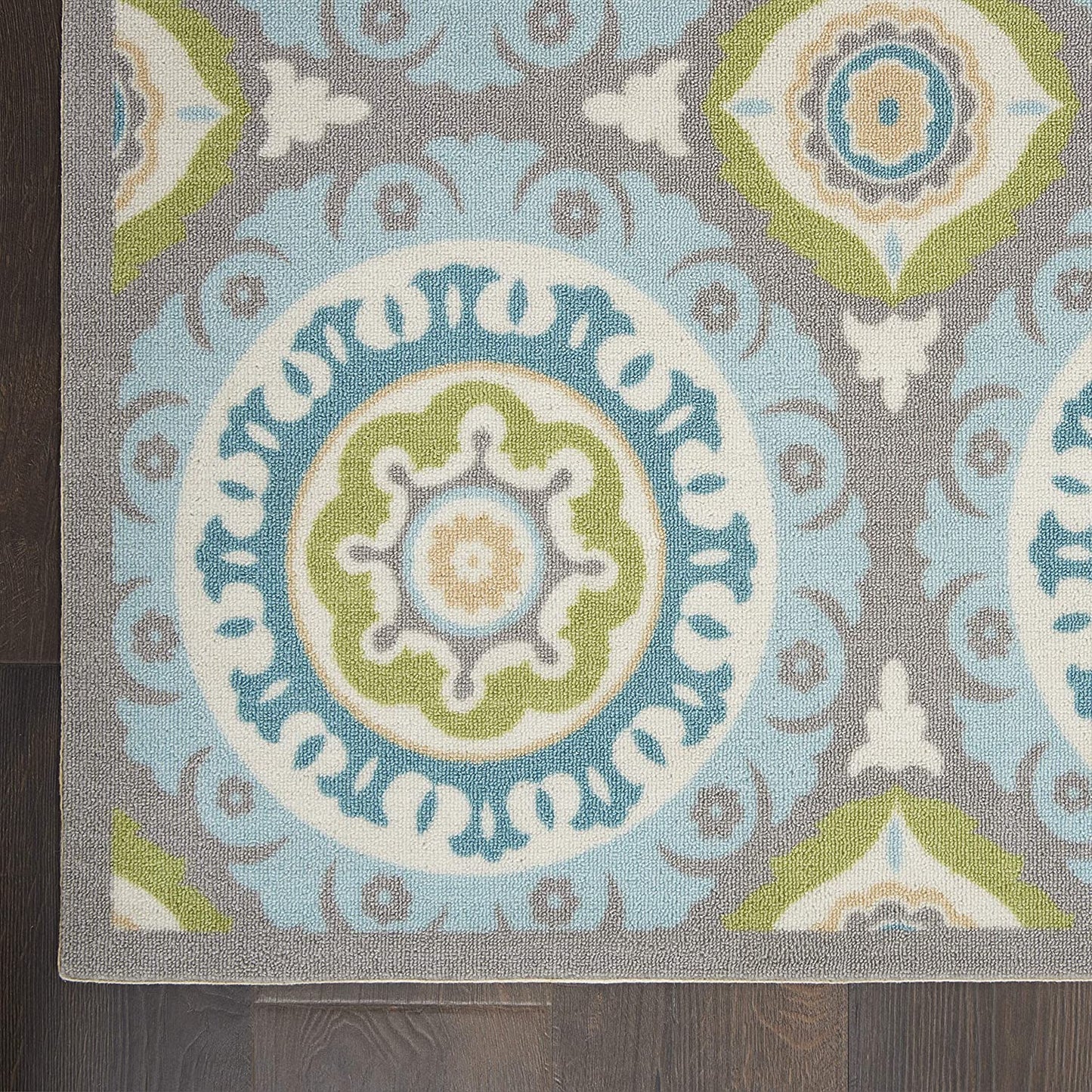 Boho Vibrant Indoor/Outdoor Aqua Olive Area Rug