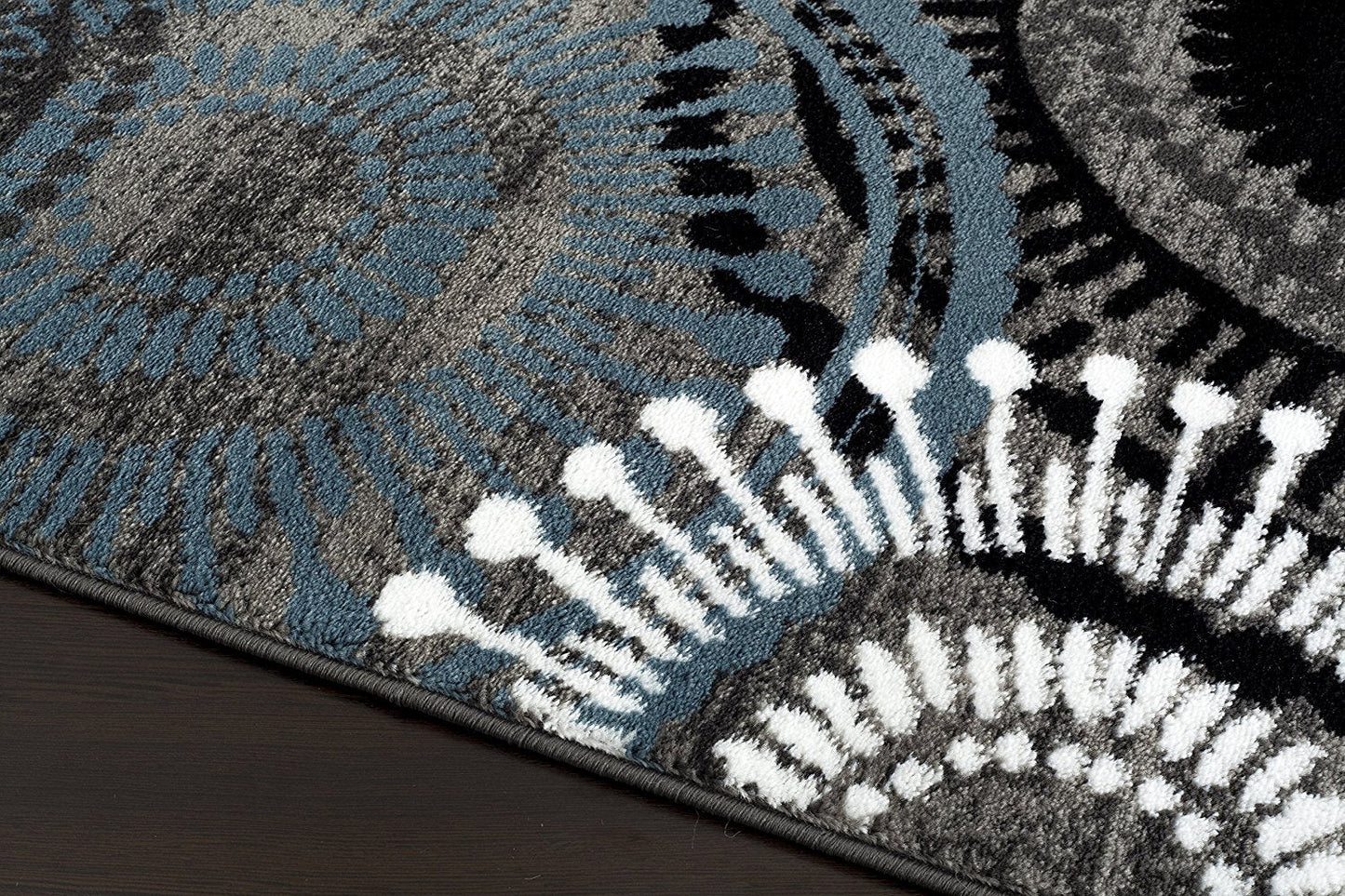 Contemporary Circles Gray/Grey Blue White Black Area Rug