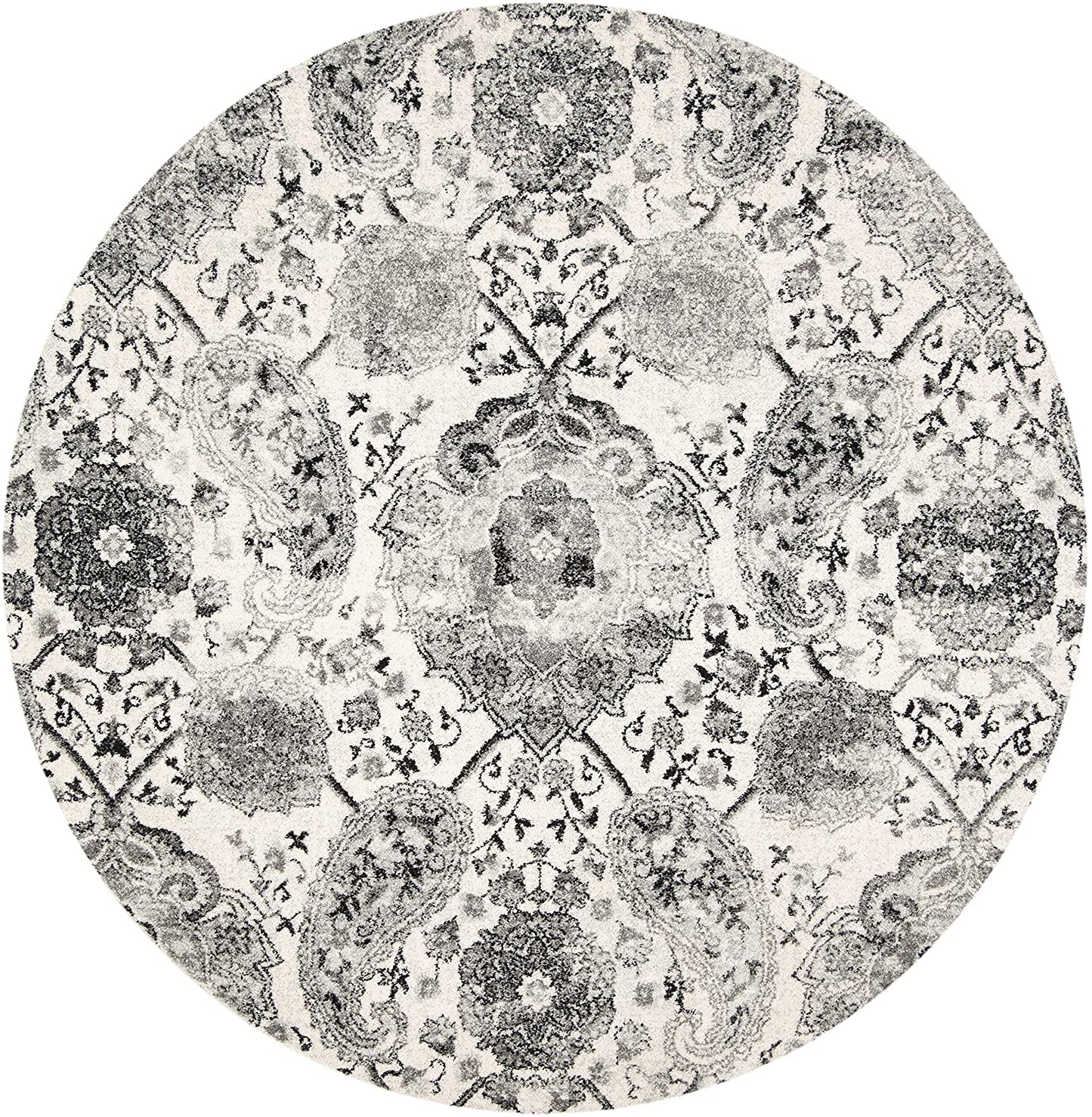 Floral Cream/ Silver Soft Area Rugs