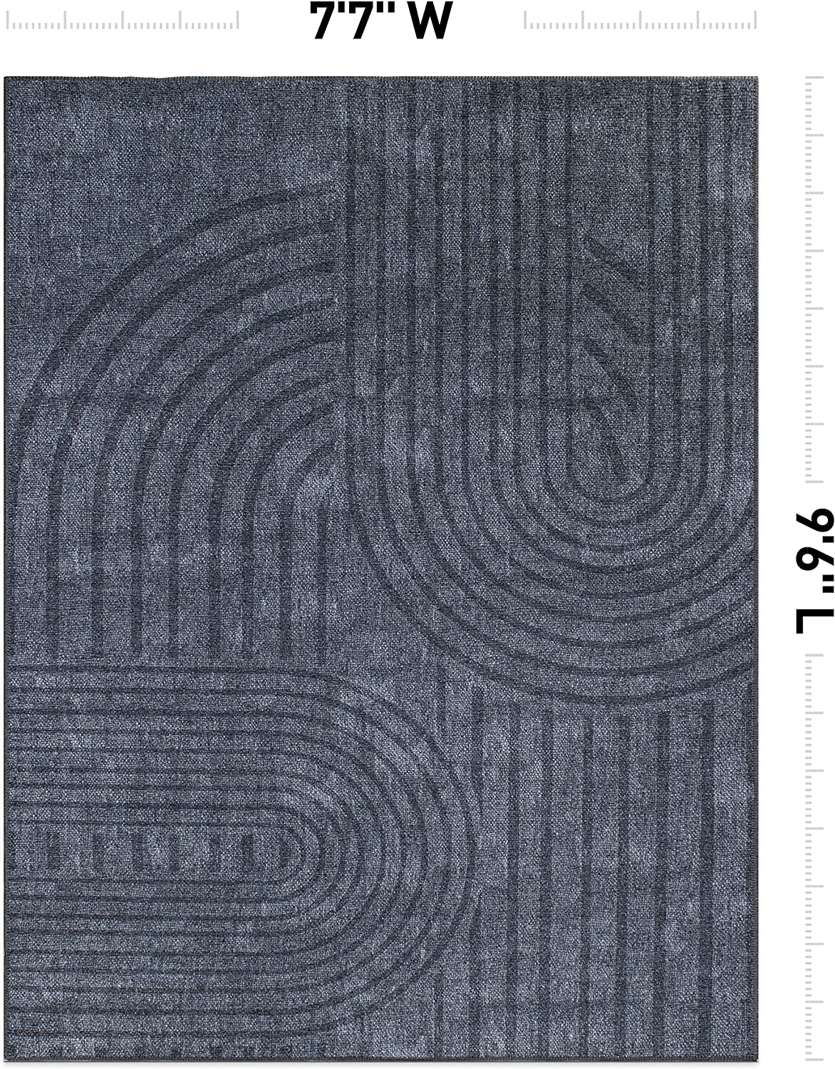 Contemporary Lines Plaid Stain Resistant Flat Weave Eco Friendly Premium Recycled Machine Washable Area Rug 7'7"x9'6" Dark Gray
