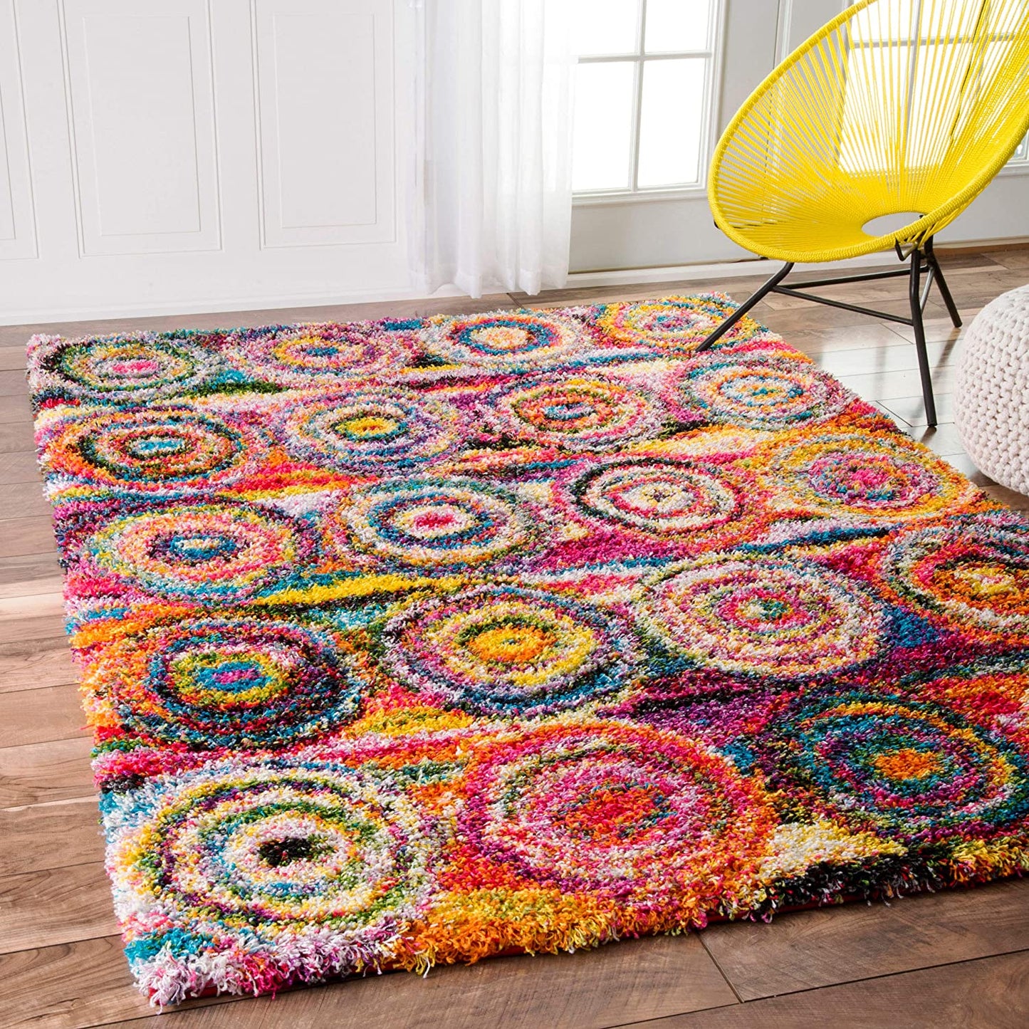 Kindra Circles Shag Area Rug - Multi