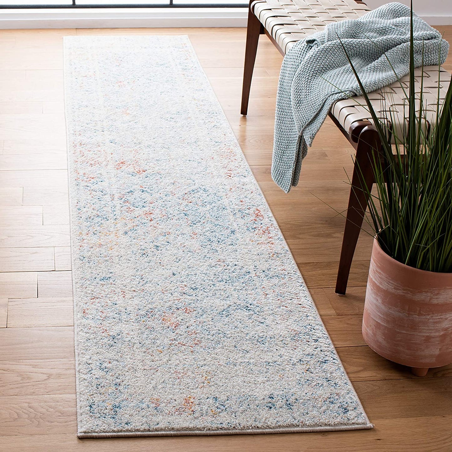 Moroccan Boho Area Rug Ivory / Terracotta