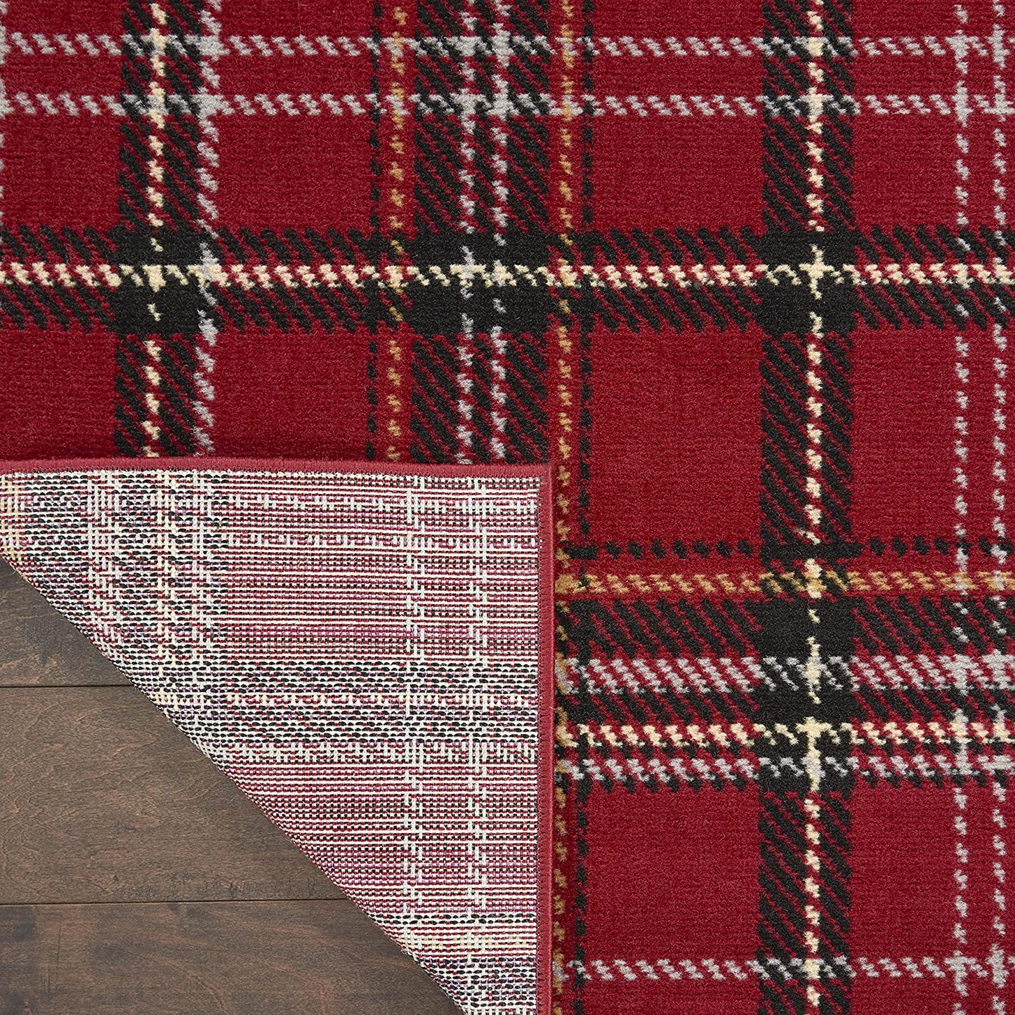Grafix Plaid Red Black Soft Area Rug