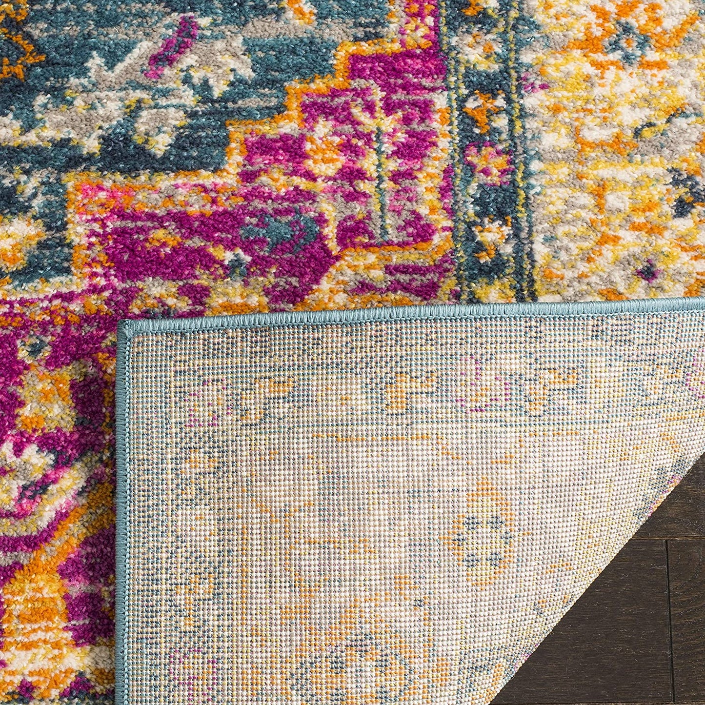 Madison Collection Boho Chic Medallion Distressed Blue / Multi