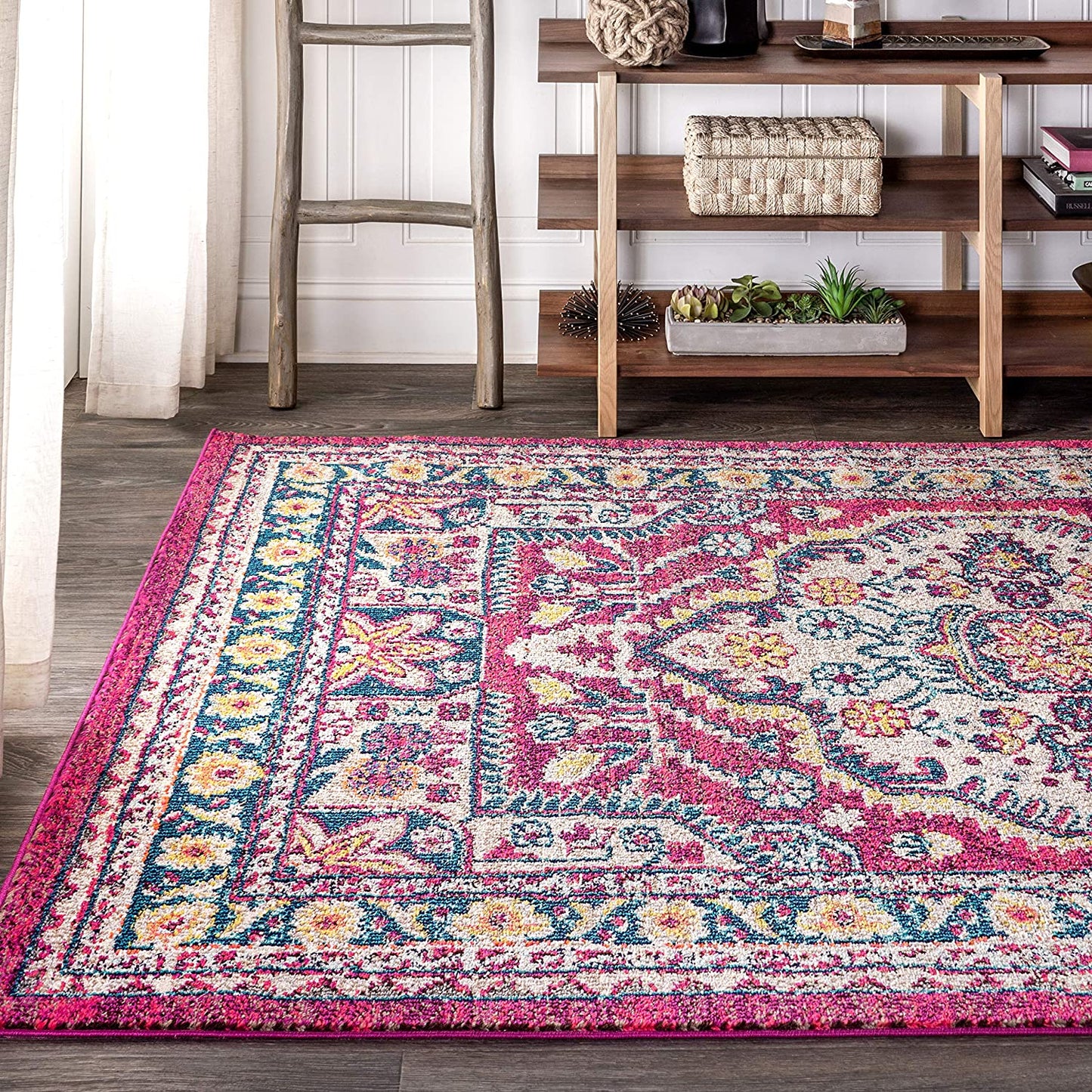 Bohemian Flair Boho Chic Medallion Blue/Yellow Soft Area Rugs
