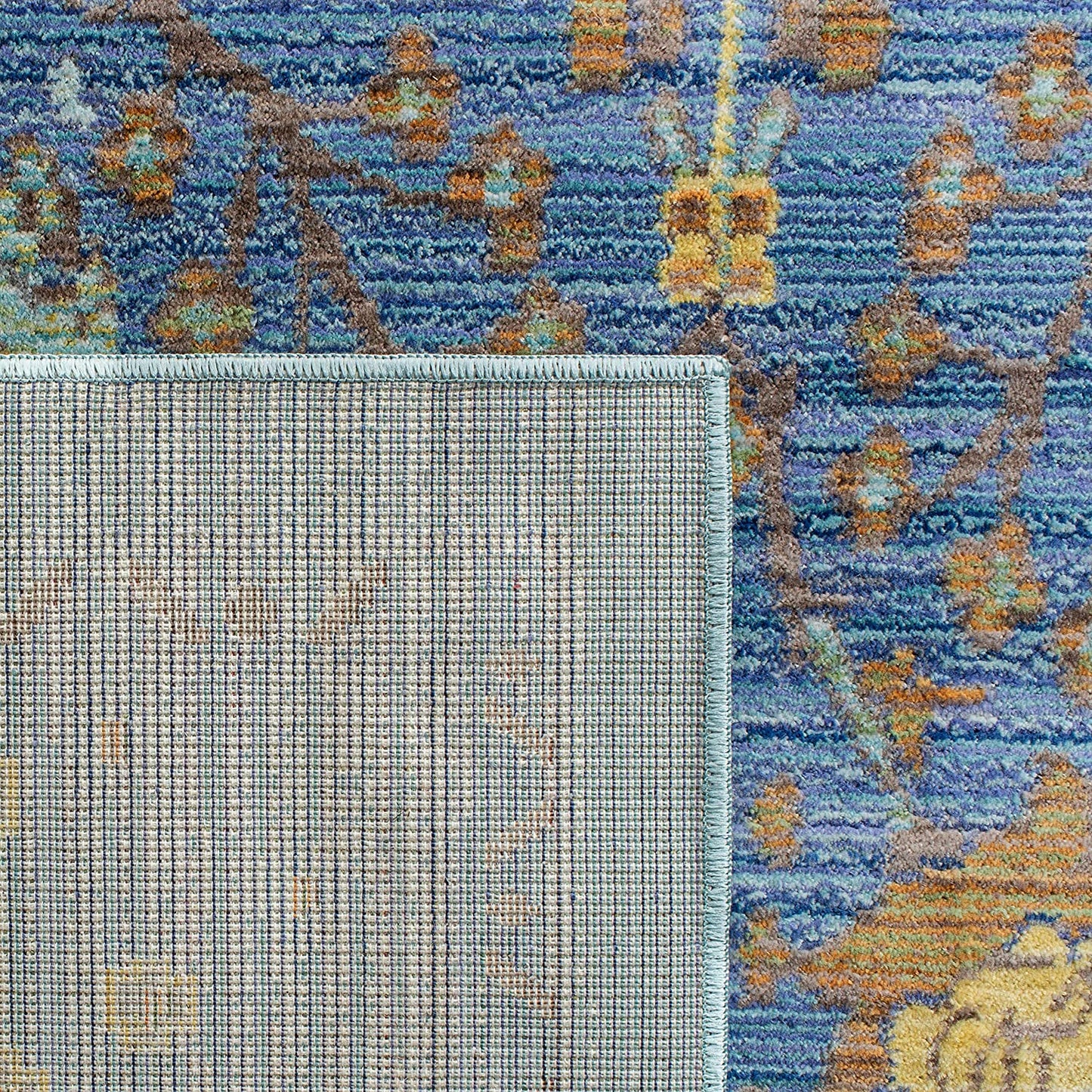 Boho Chic Distressed Area Rug, Blue / Multi