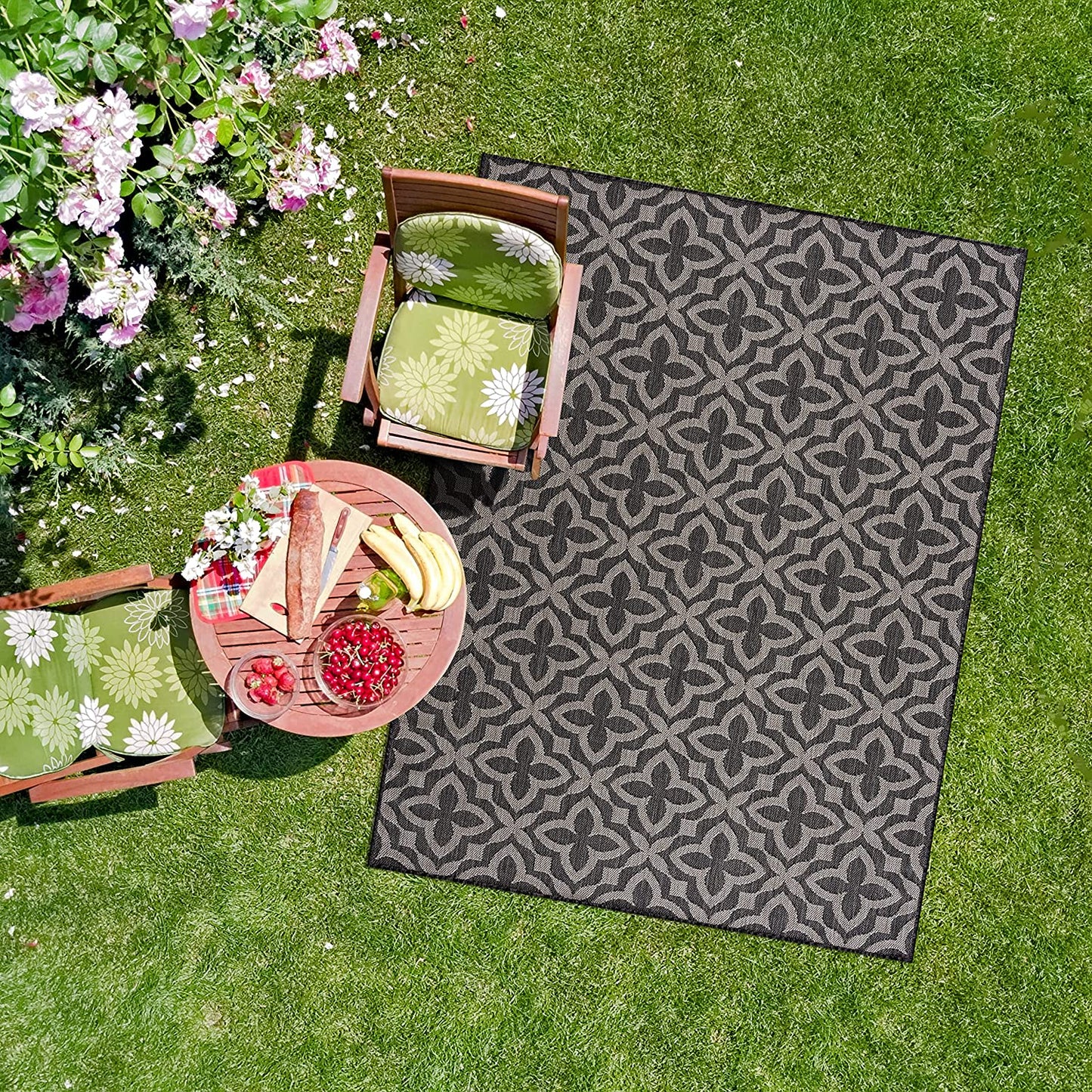 Tribal Area Rugs for Indoor Outdoor Moroccan Dark Grey / Light Grey