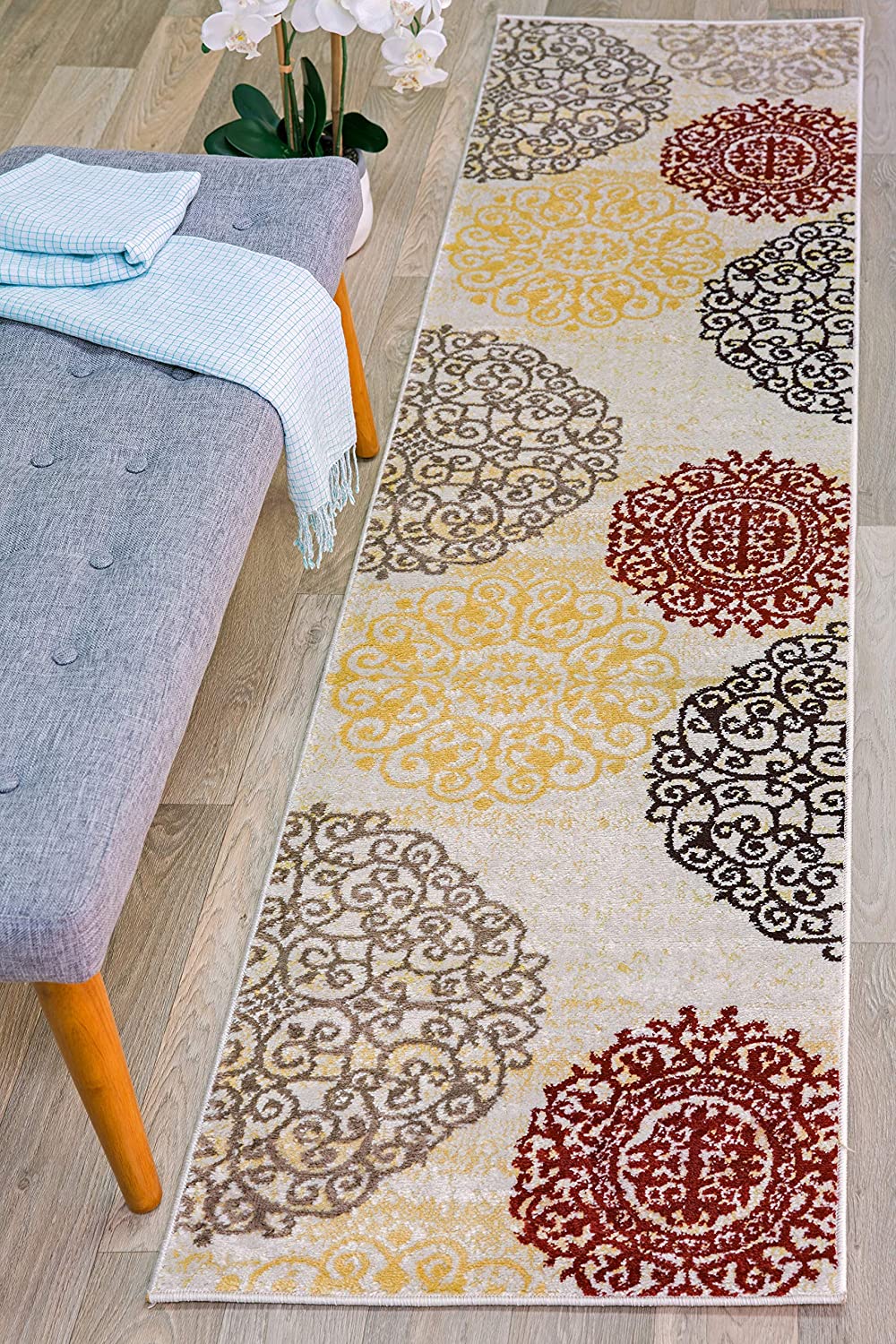 Contemporary Modern Floral Area Rug Black