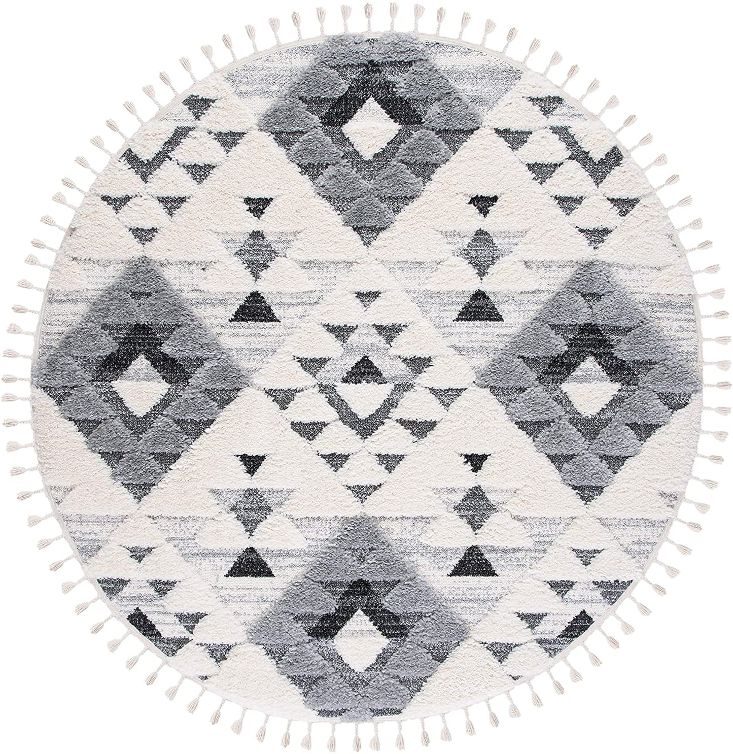Moroccan Tassel Shag shag Area Rug Ivory / Grey