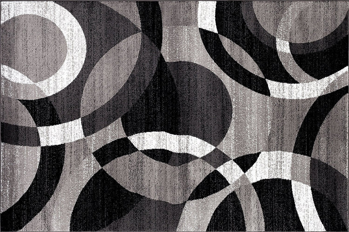 Gray Black White Circles Area Rug