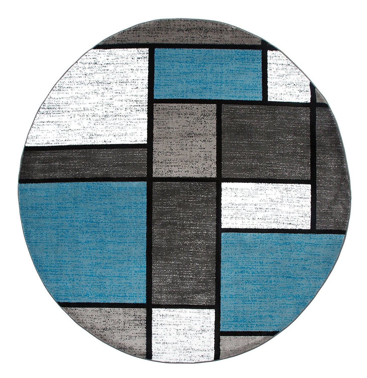 Box Pattern Gray/Grey Blue White Area Rug