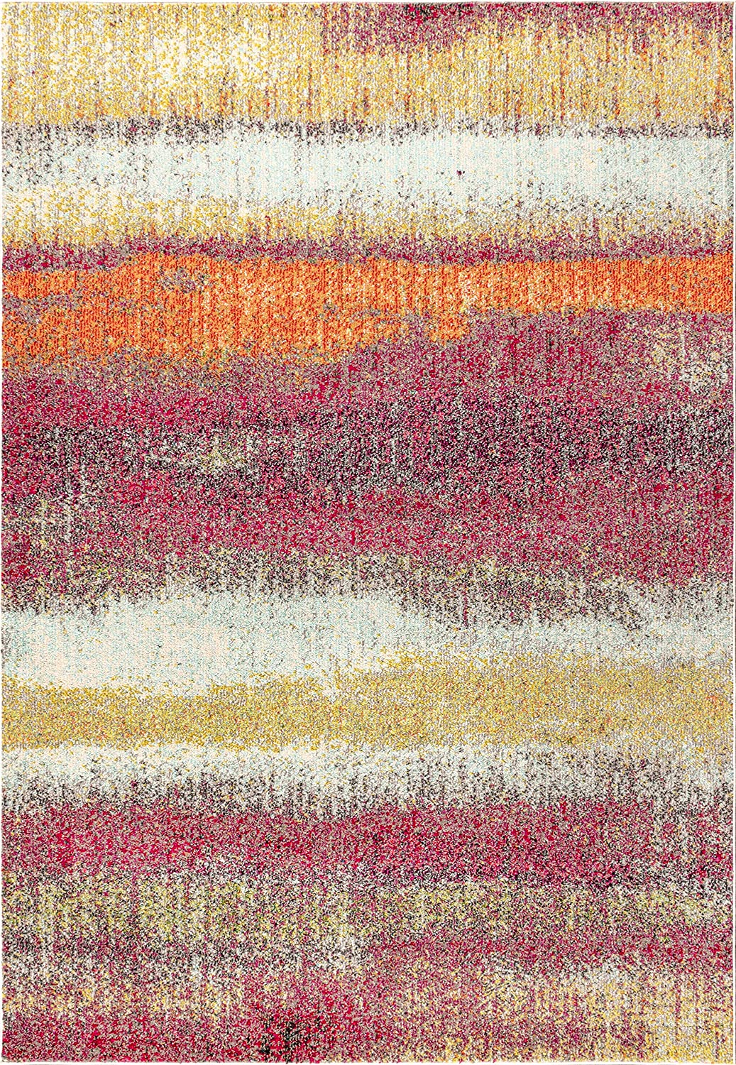 Contemporary Modern Abstract Vintage Cream/Pink Area Rug