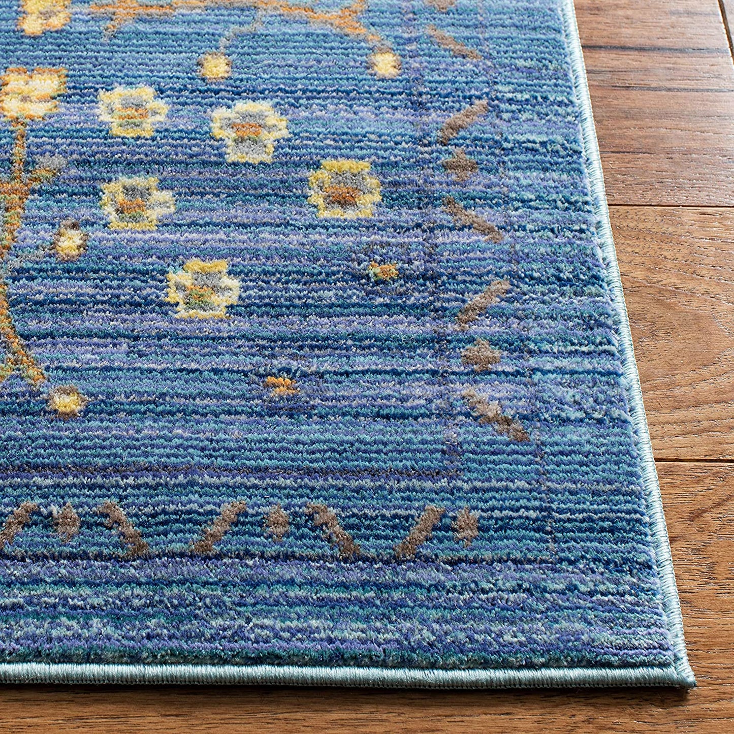 Boho Chic Distressed Area Rug, Blue / Multi