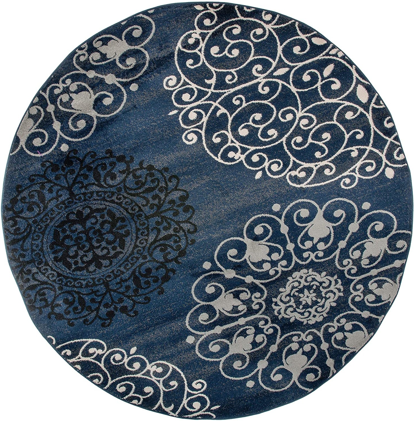 Contemporary Modern Floral Area Rug Black