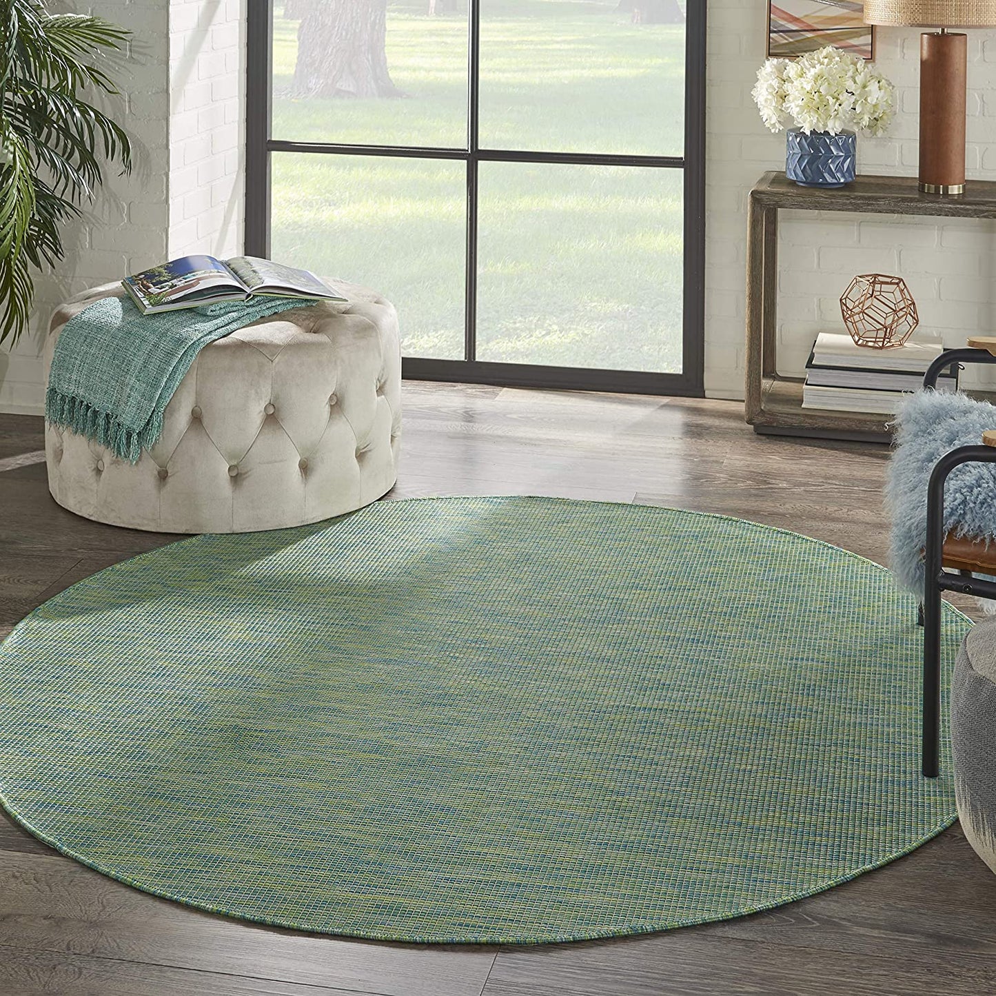 Flat-Weave Indoor/Outdoor Blue/Green Area Rug