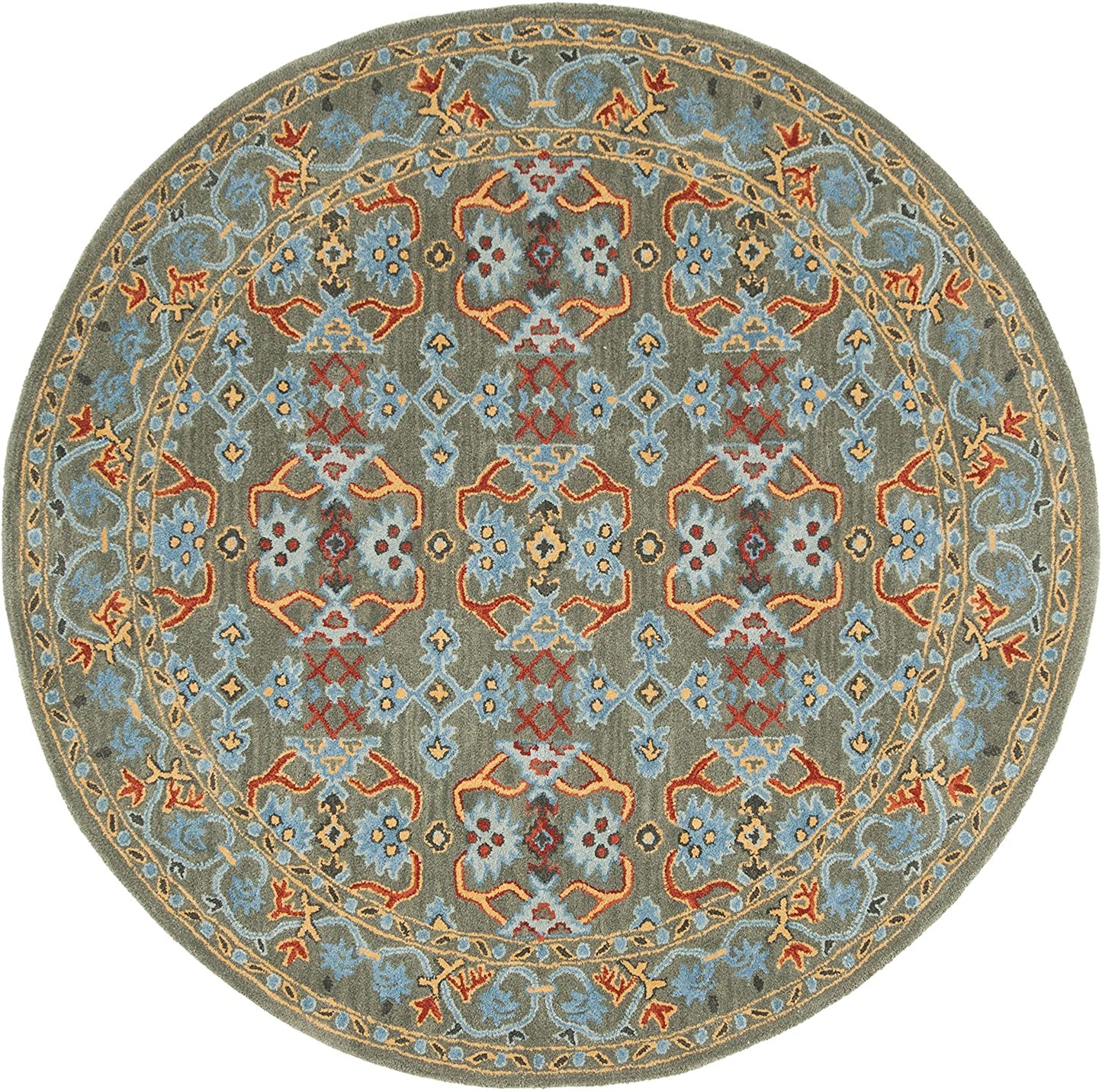 Heritage Collection Handmade Traditional Oriental Premium Wool Area Rug Sage / Blue