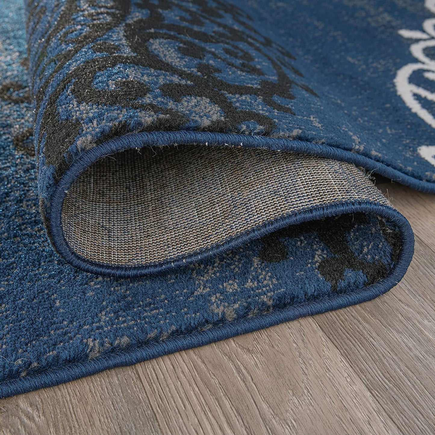 Contemporary Modern Floral Area Rug Black