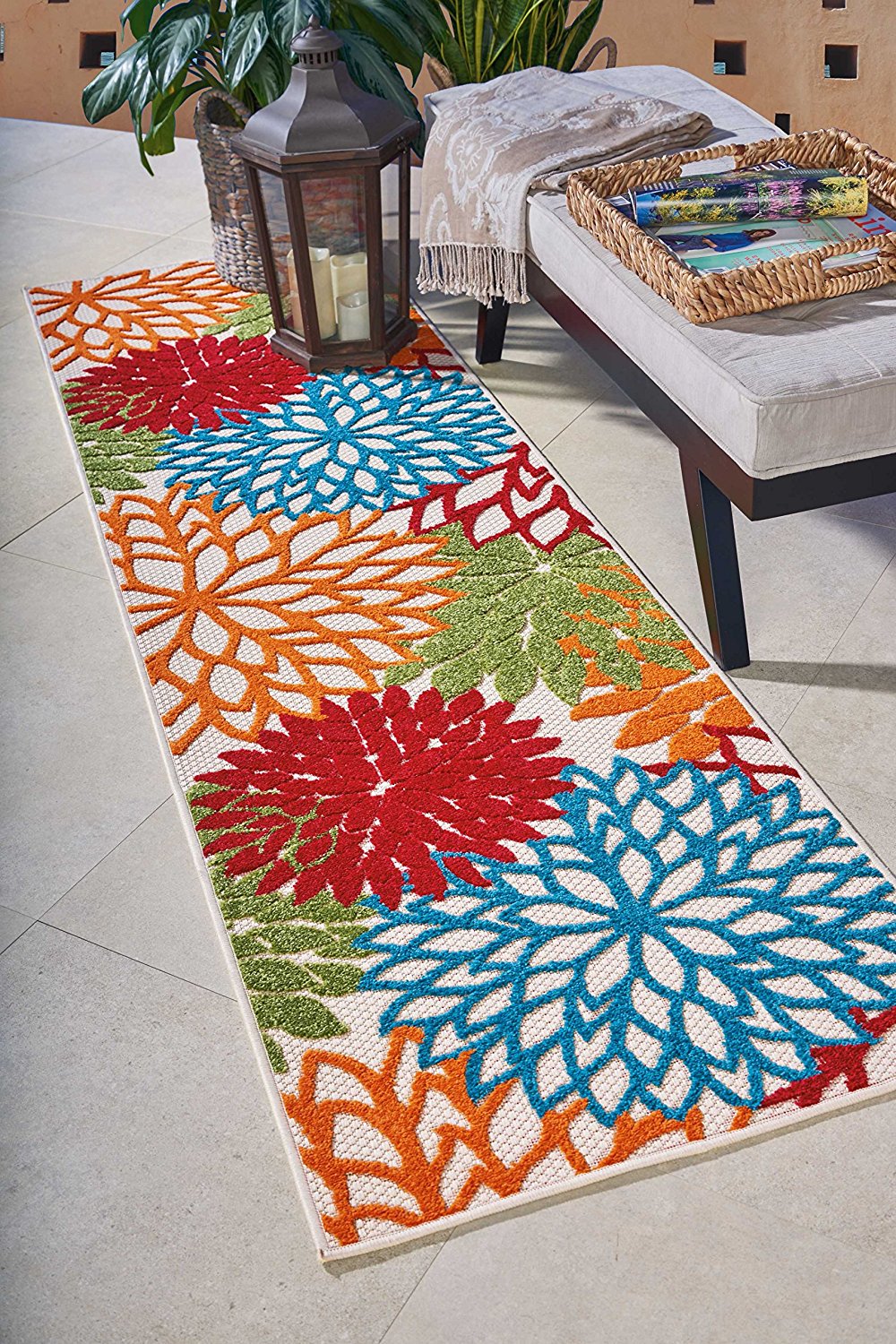 Floral Indoor/Outdoor Red Multi-color Area Rug