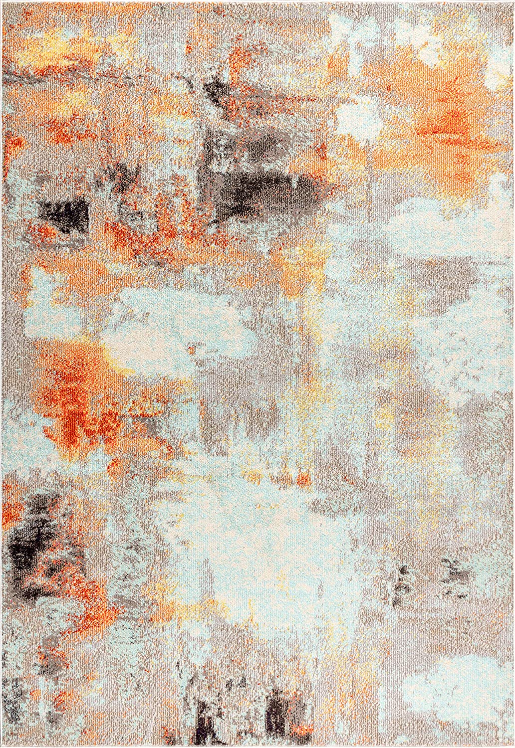 Contemporary Modern Abstract Vintage Cream/Orange Area Rug