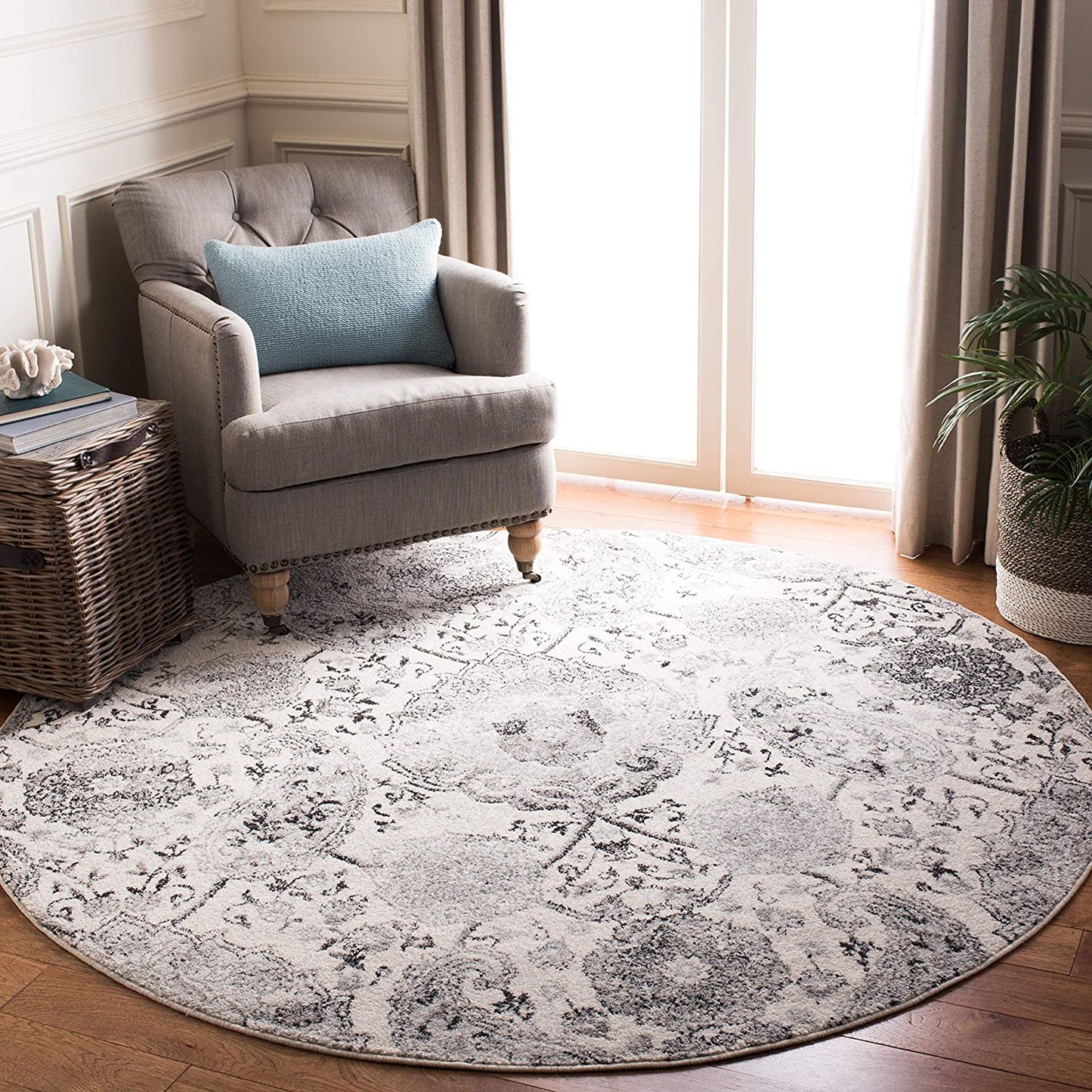 Floral Cream/ Silver Soft Area Rugs