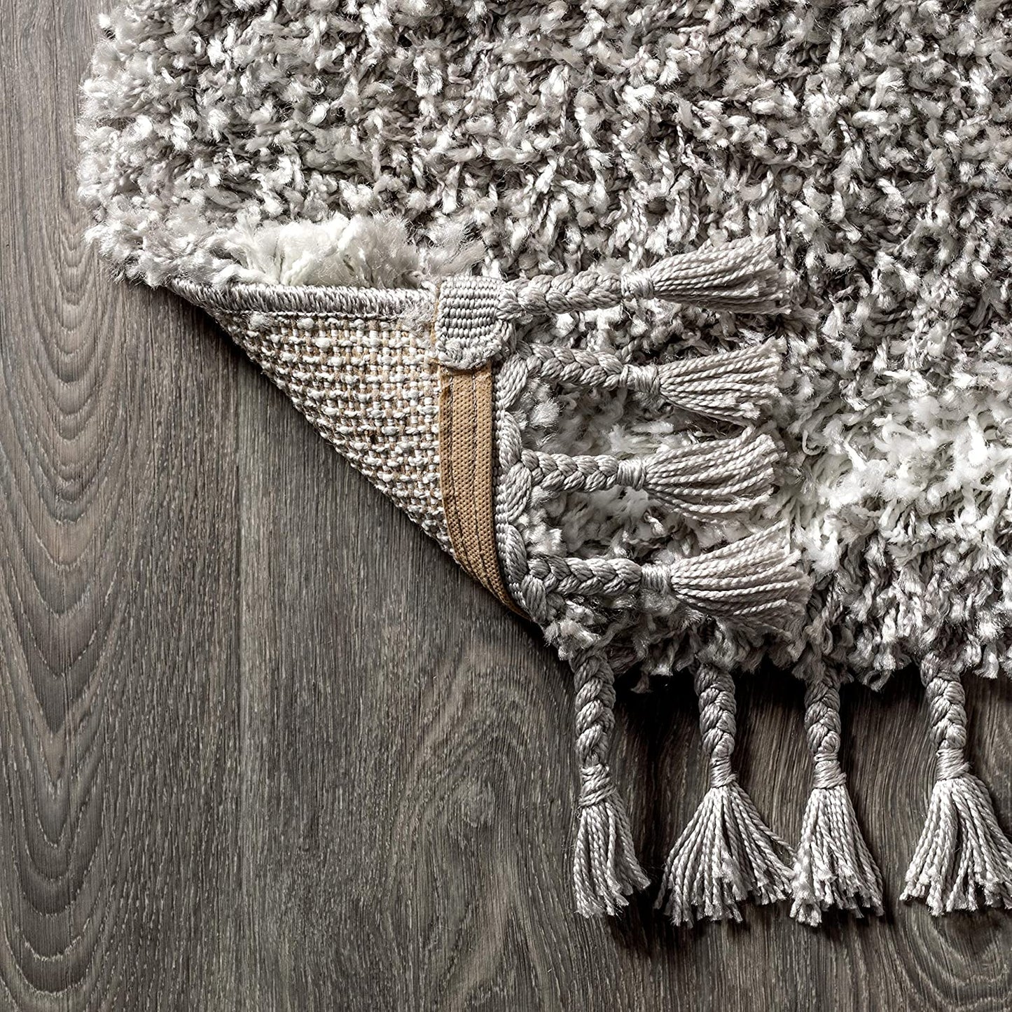 Mercer Plush Tassel Moroccan Tribal Geometric Trellis Area Rugs, Denim Blue/Cream